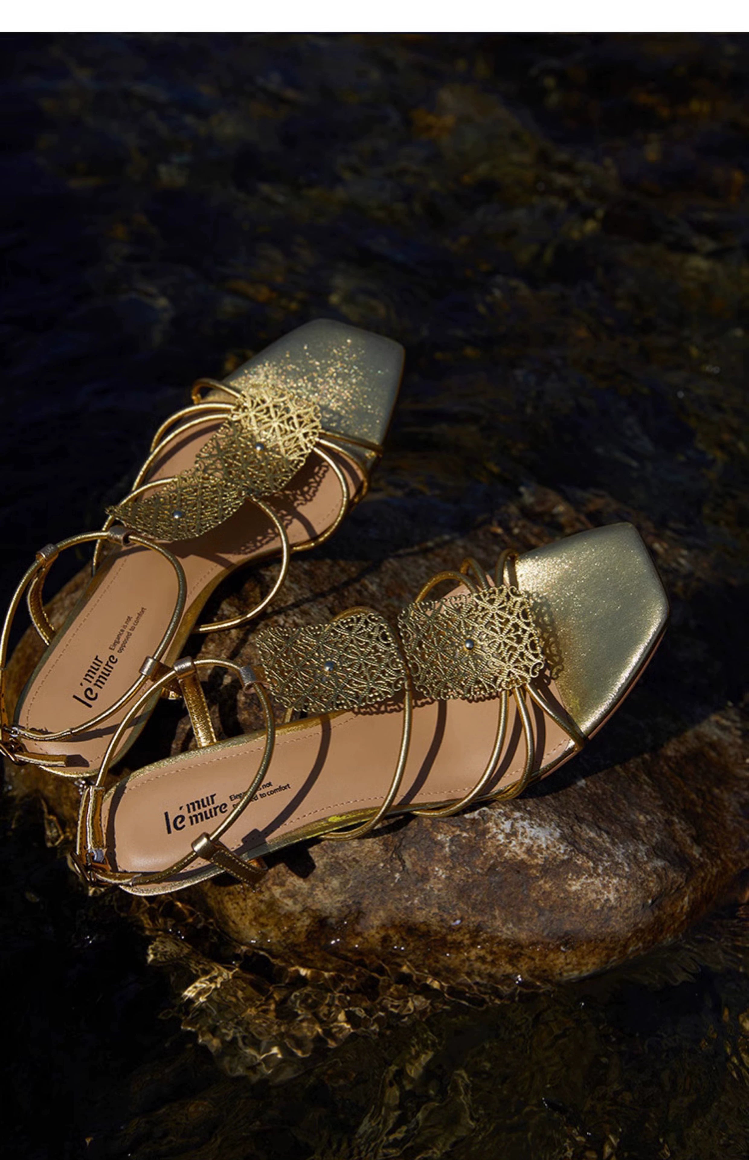 Gold Filigree Strappy Sandals