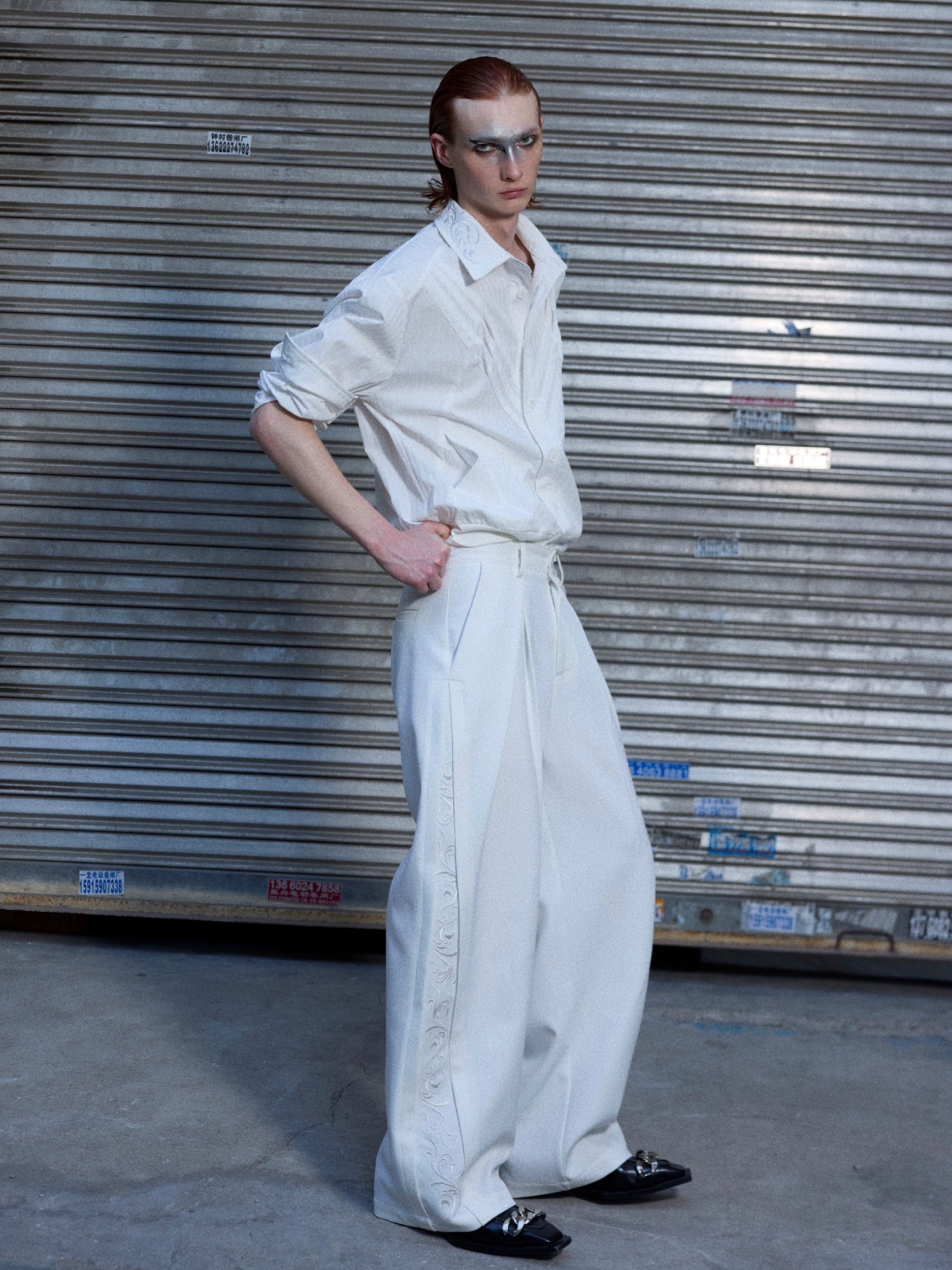 White Wide Leg Loose Cargo Pants