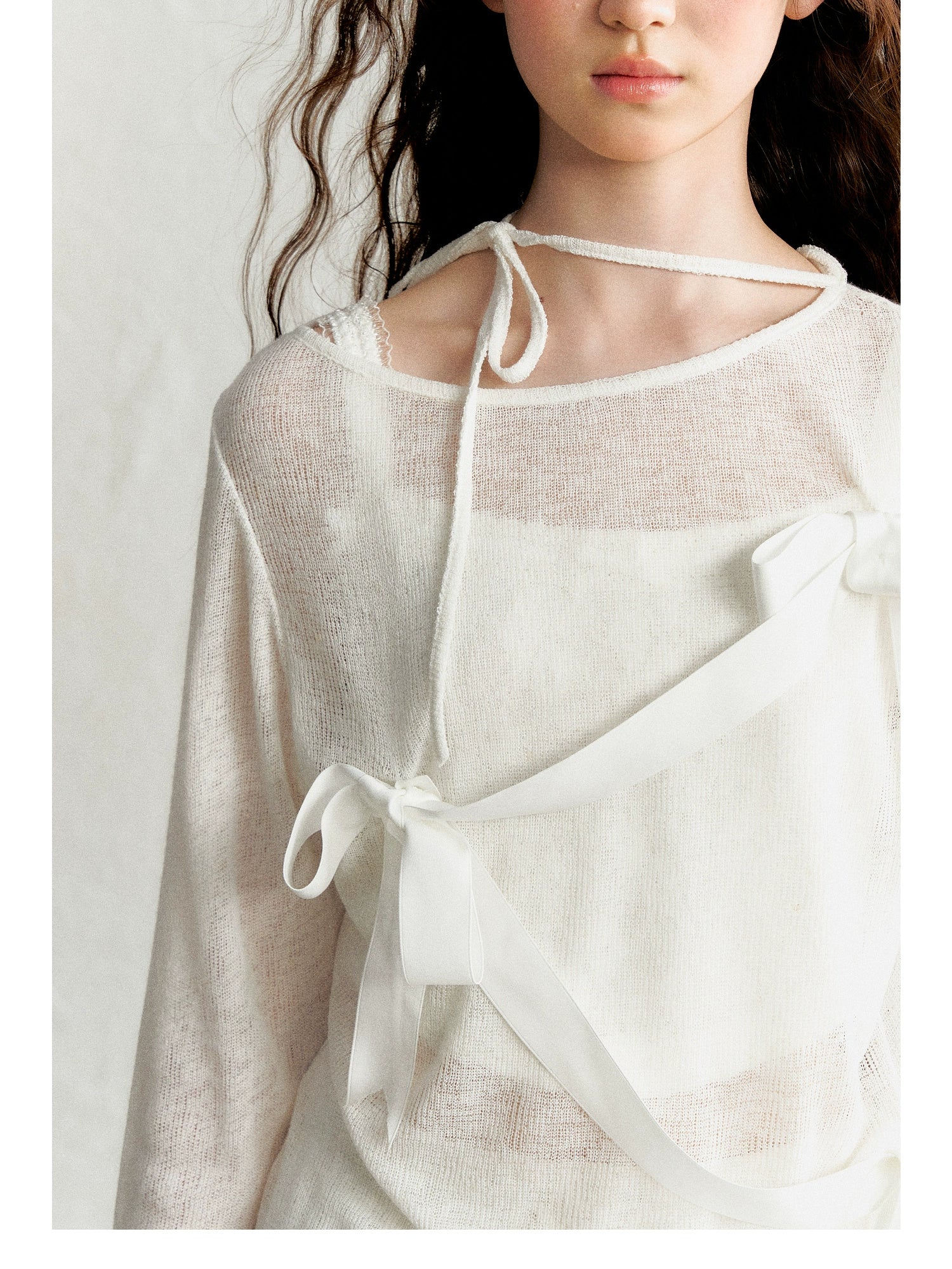 White Wrap Top with Bow Detail