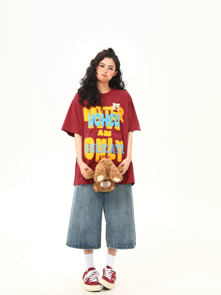 Vibrant Graphic Text Oversized Tee