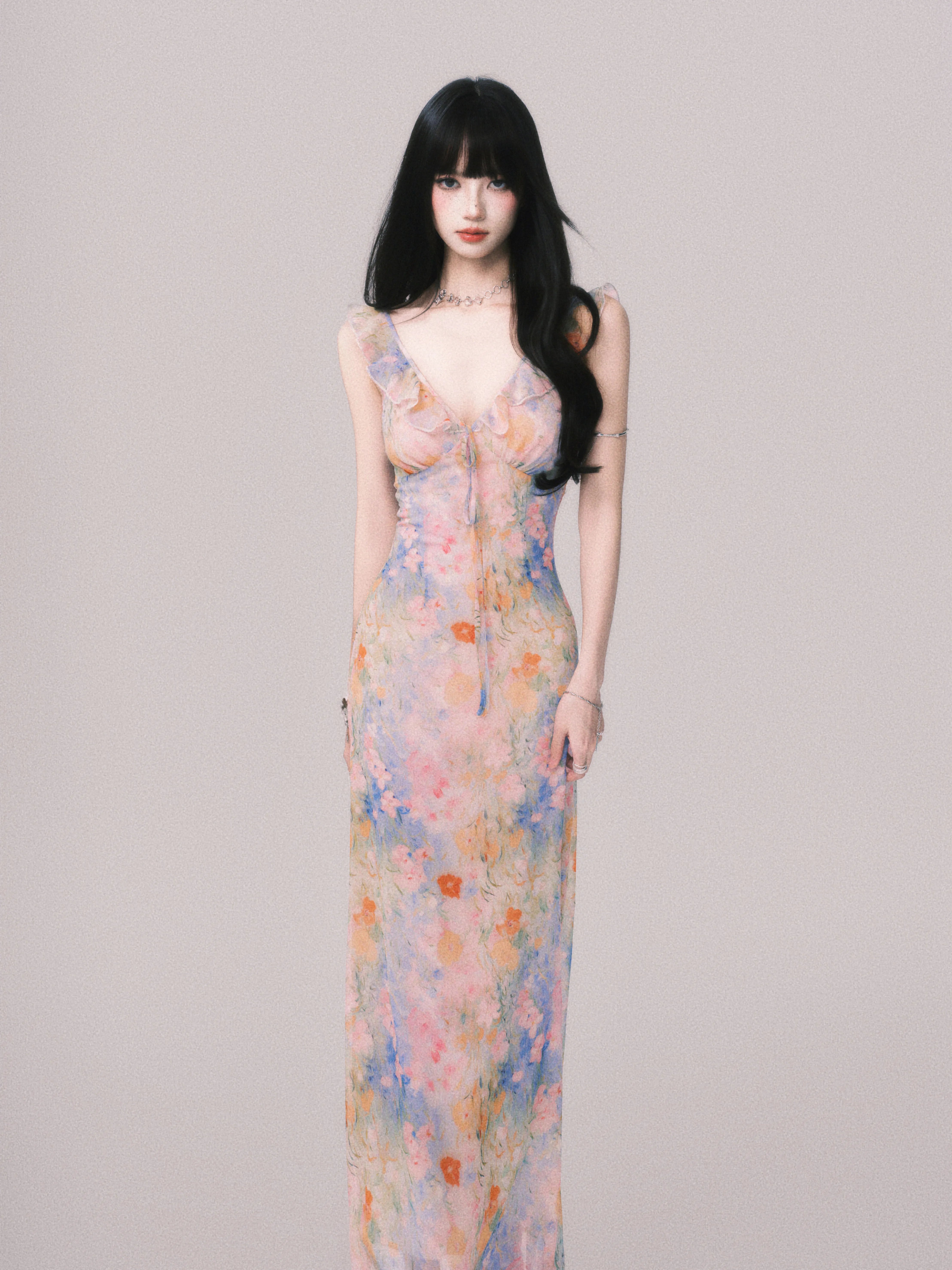 Pastel Petal Reverie Maxi Dress