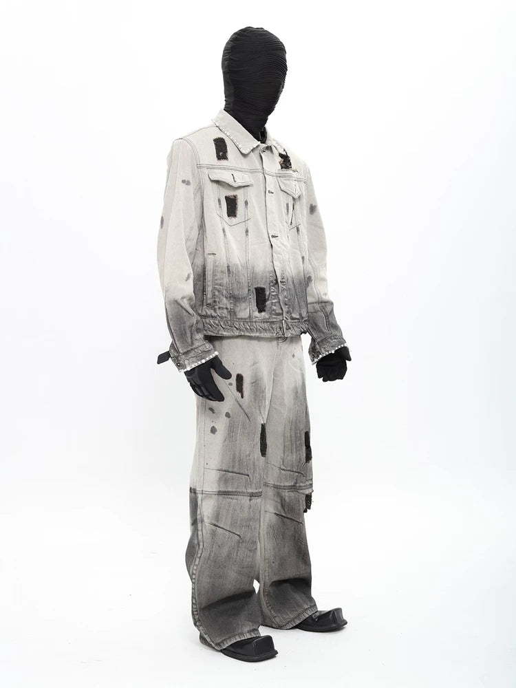 Ashfall Relic Pearl-Distressed Denim Jacket
