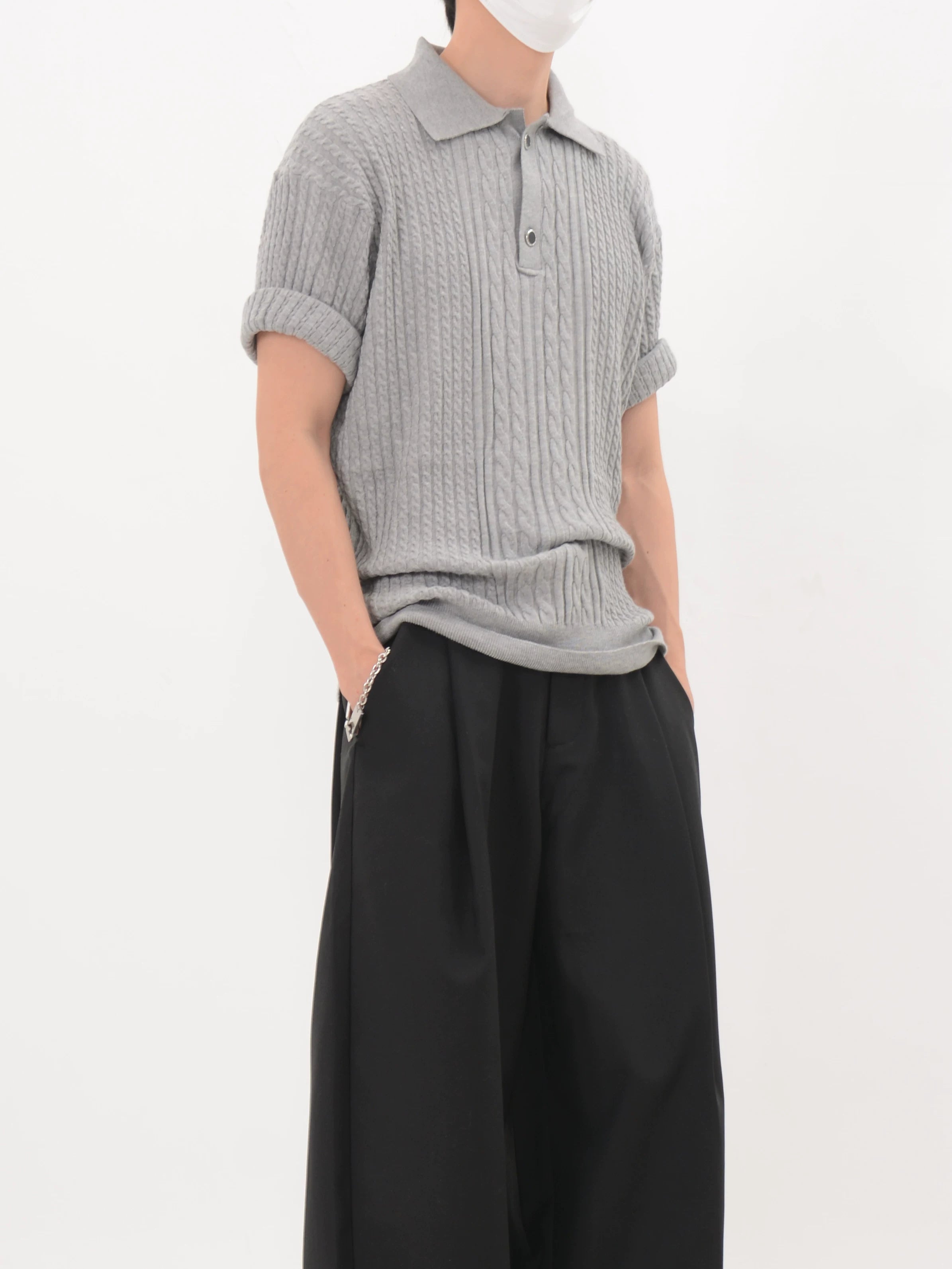 Cable Ridge Knit Polo