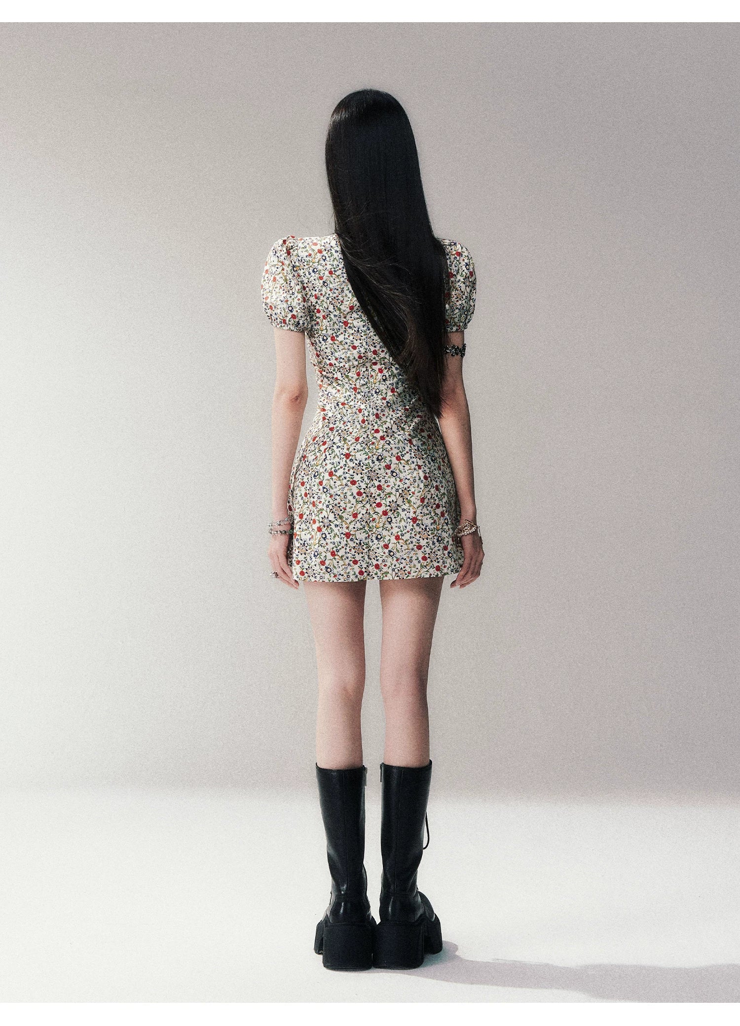 Garden Muse Bow‑Tie Floral Mini Dress