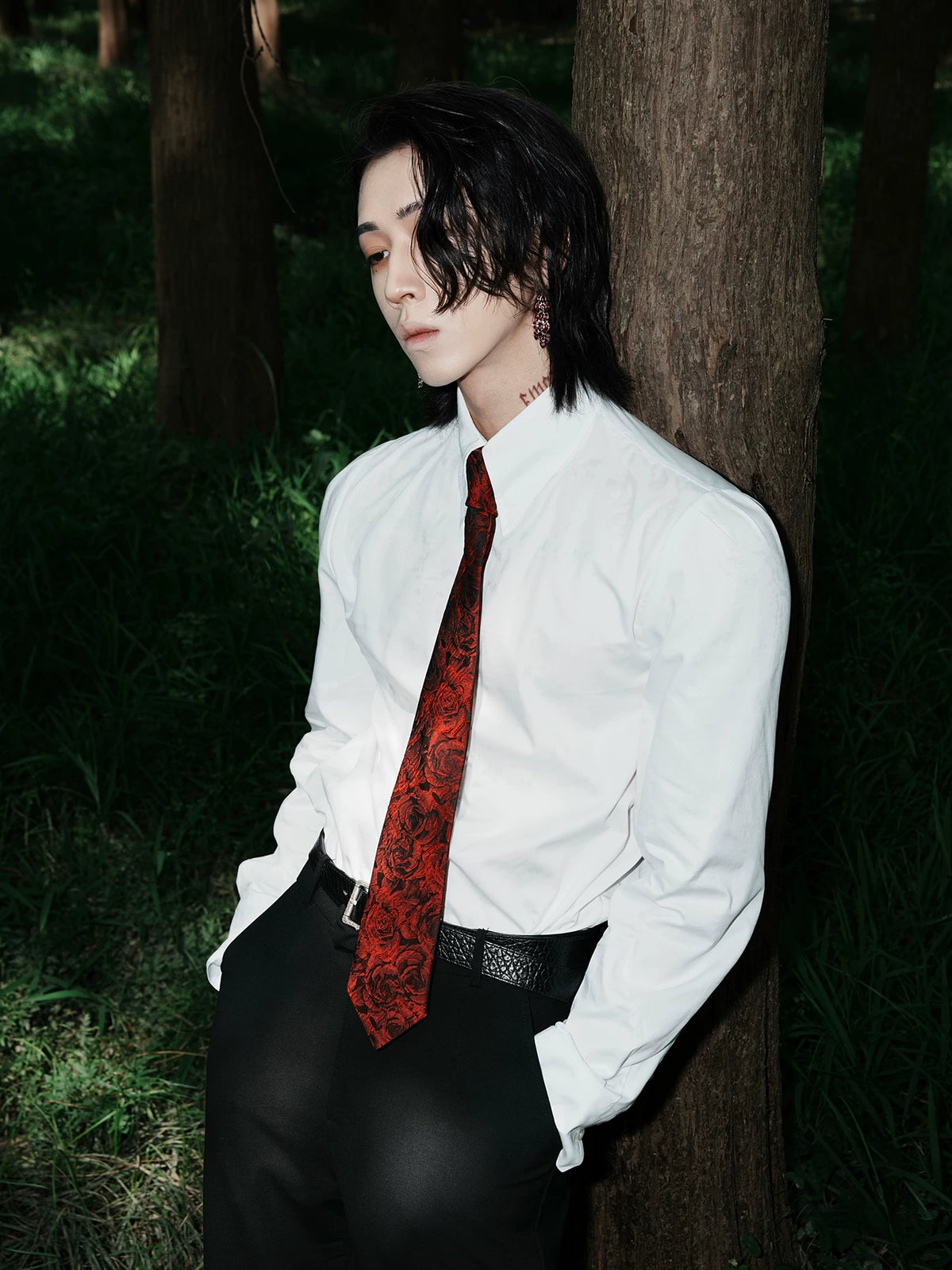 Crimson Rose Jacquard Necktie