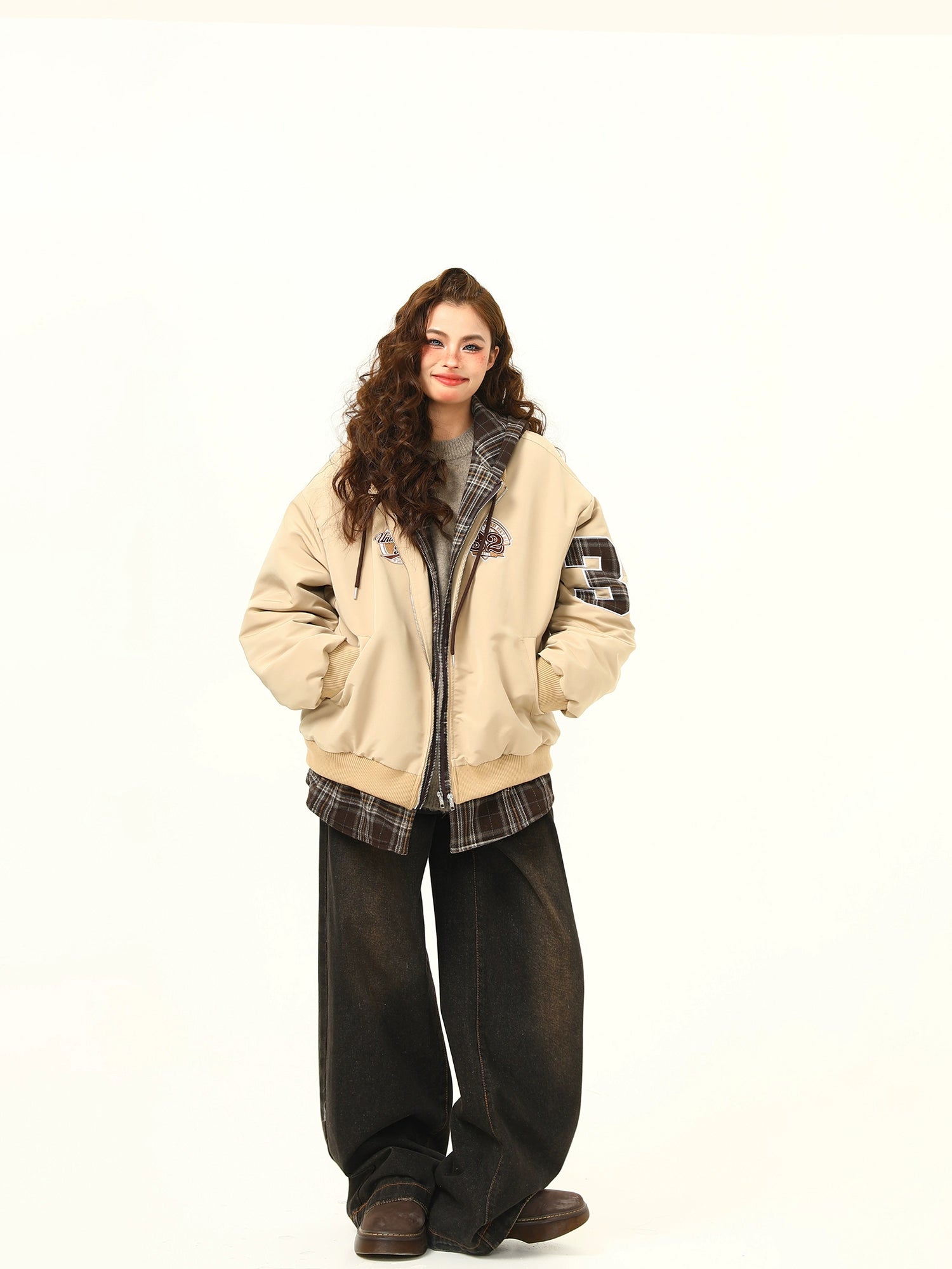 Varsity Patchwork Layered Bomber Jacket