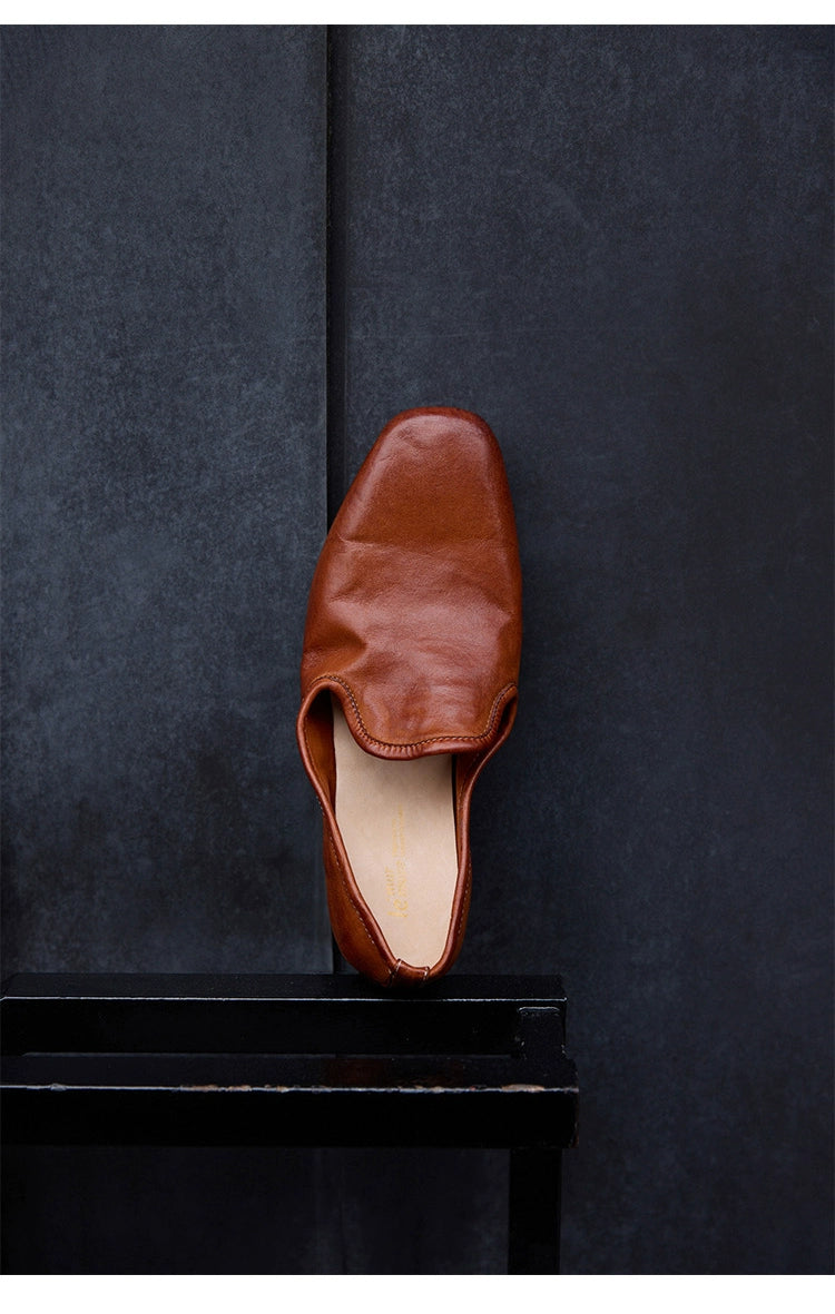 Colorful Leather Square Toe Loafers