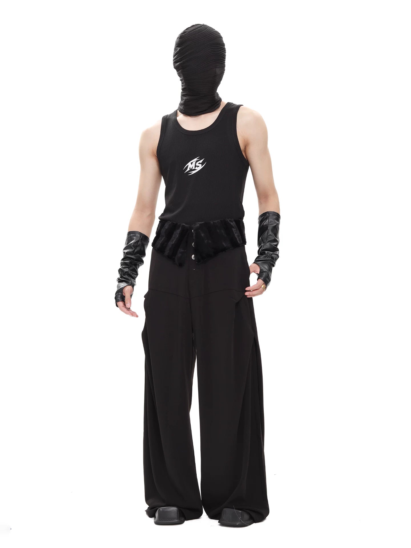 Midnight Plush Yoke Wide-Leg Trousers