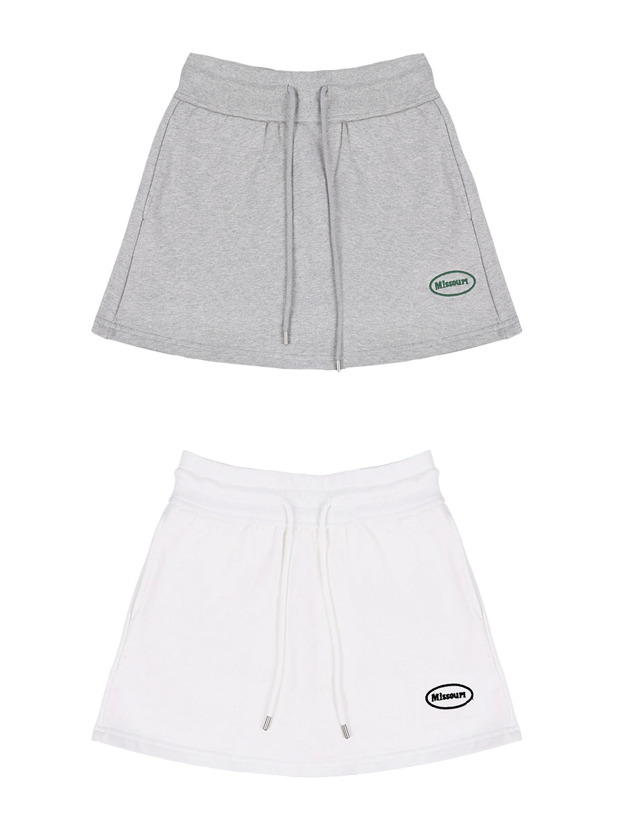 Drawstring Athletic Skirts with Logo Patch