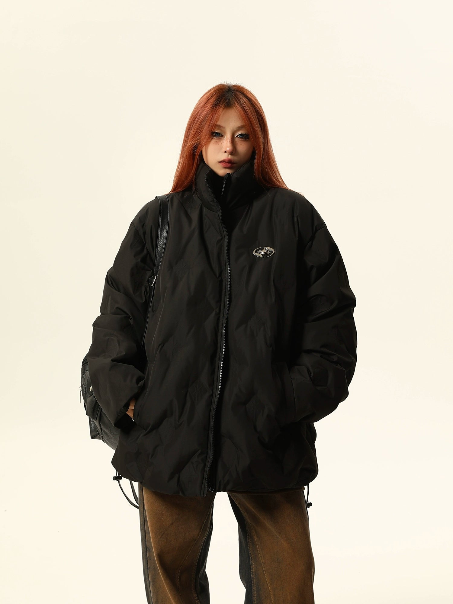 Black Oversized Bomber Jacket