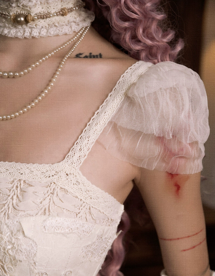 Vintage Lace Heart Cutout Gown