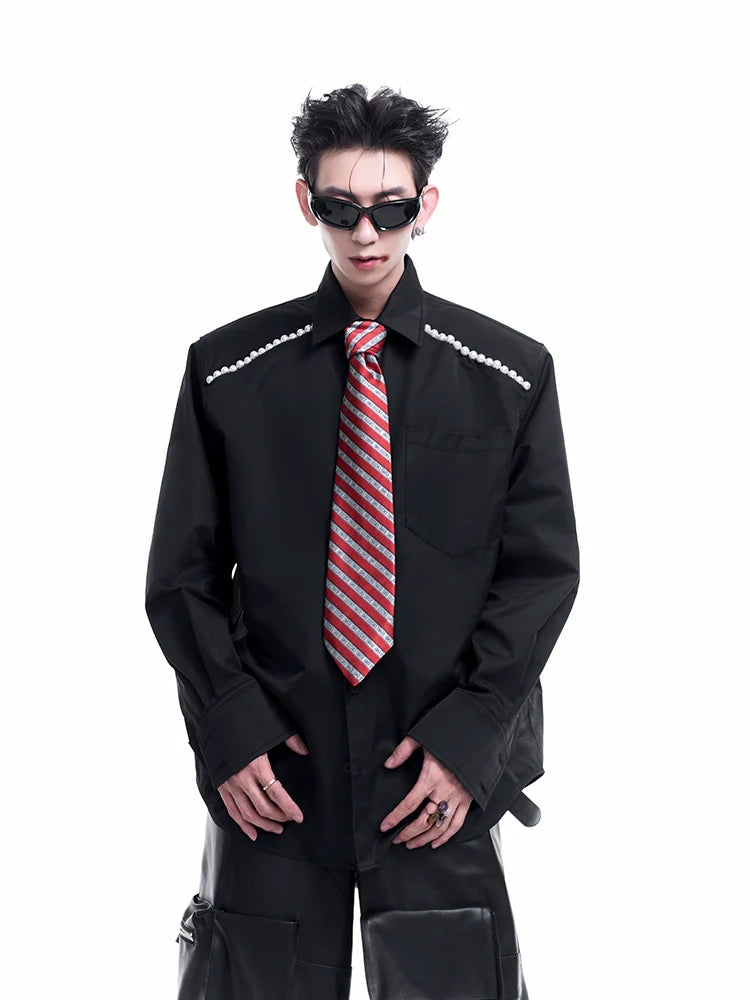 Pearl-Detailed Oversized Shirt