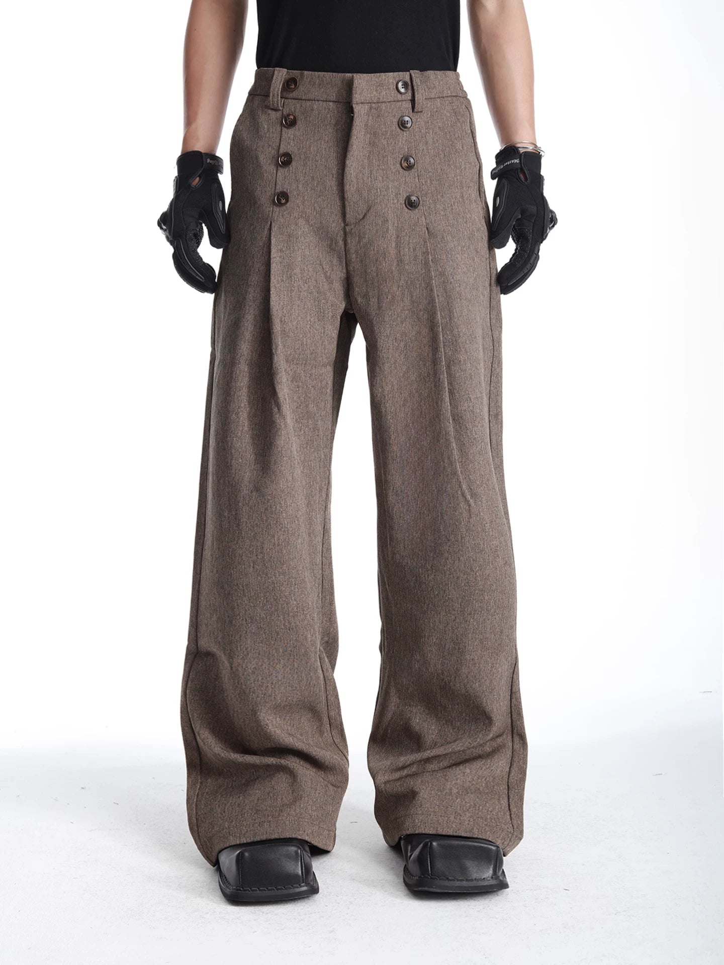 Heritage Double-Button Wide-Leg Trousers