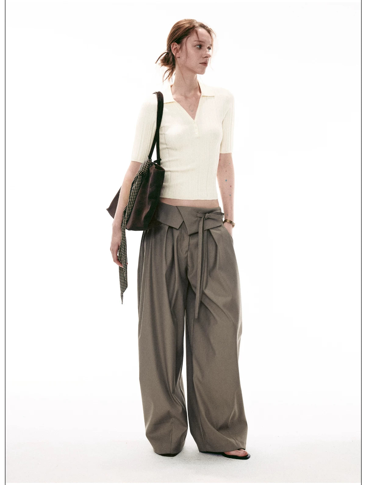 Stone Sonata Ribbed Polo Knit Top