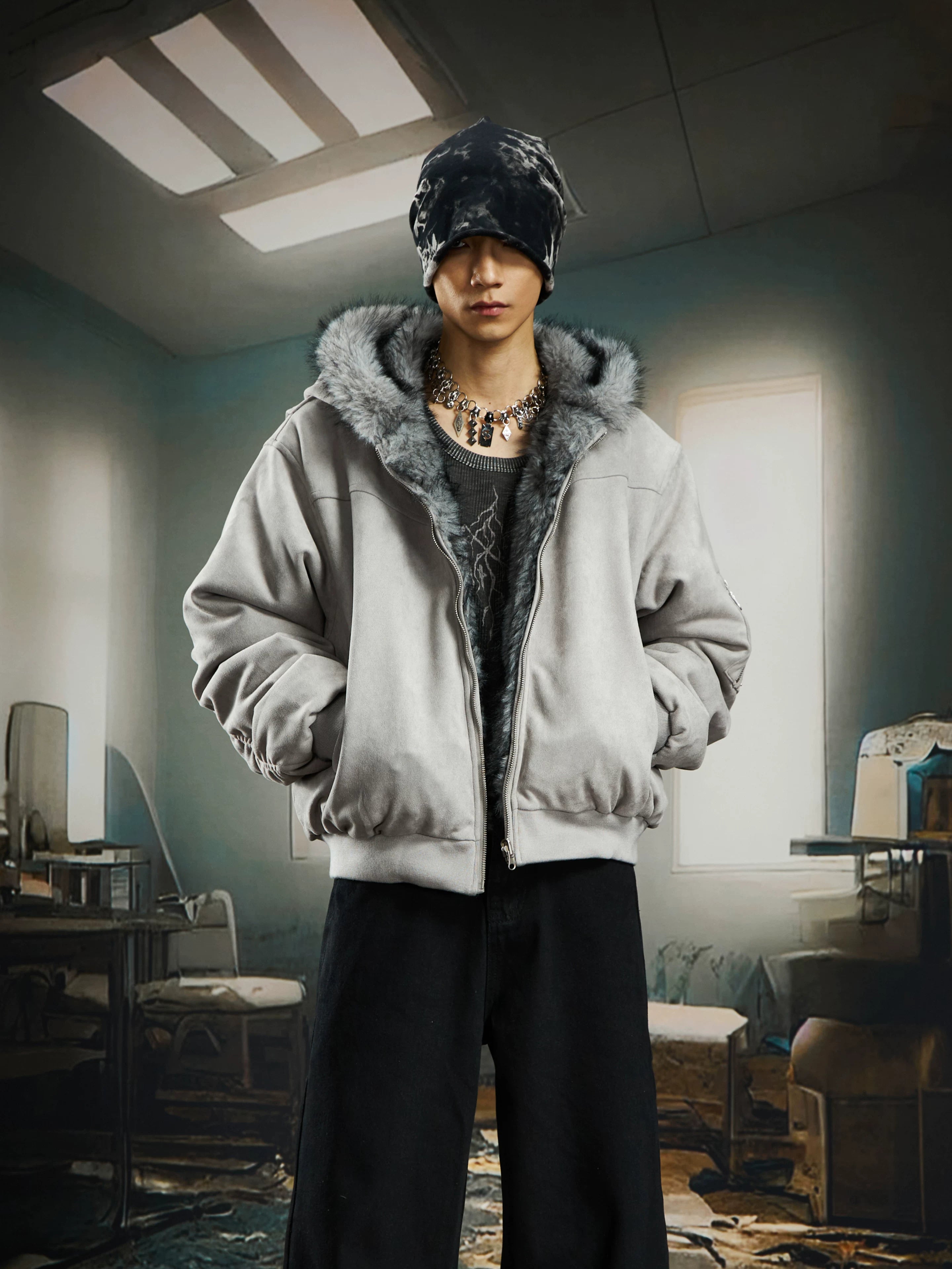 Reverb Reversible Faux‑Fur Hoodie Bomber