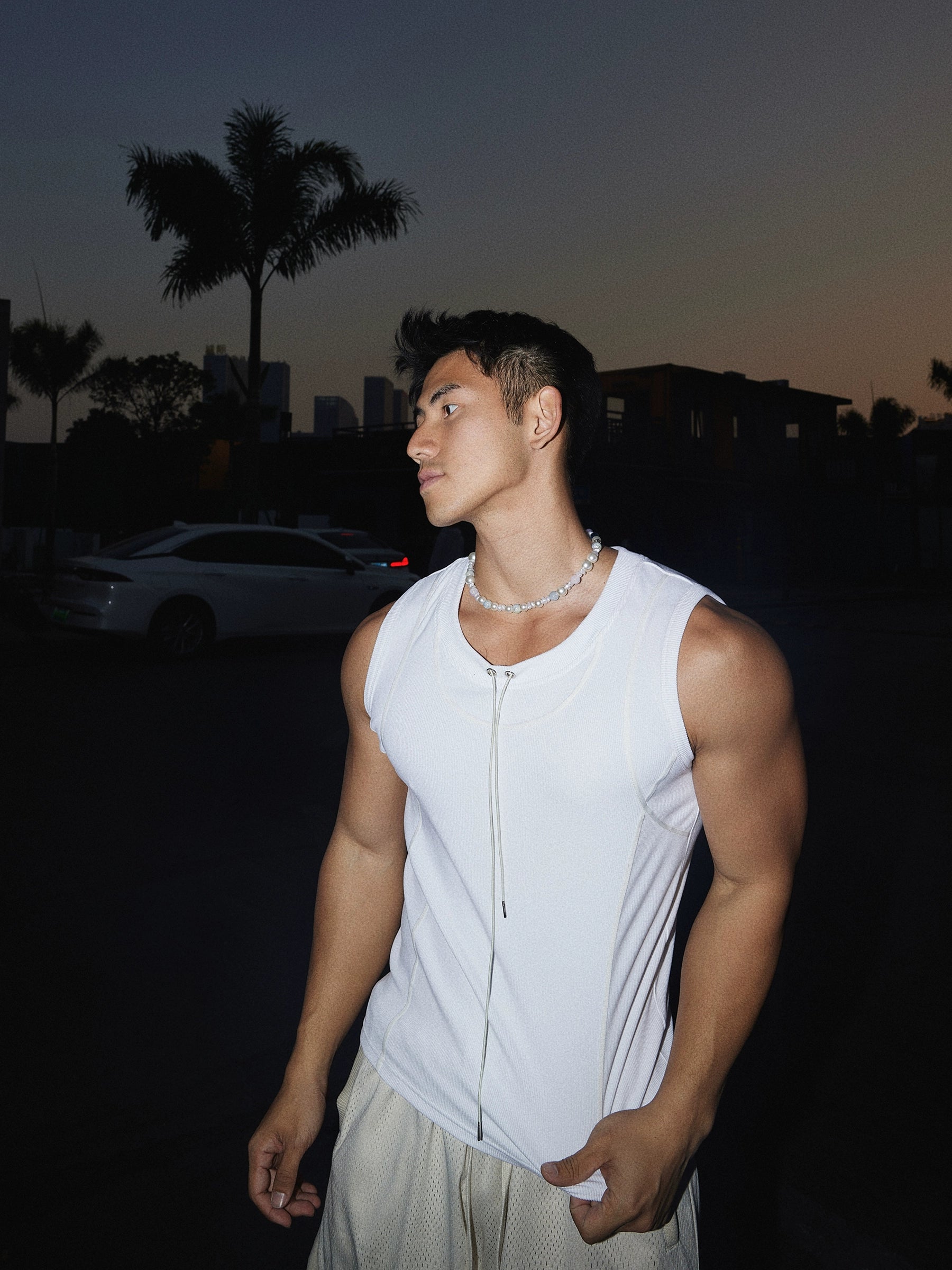 Drawstring Muscle Tank Top