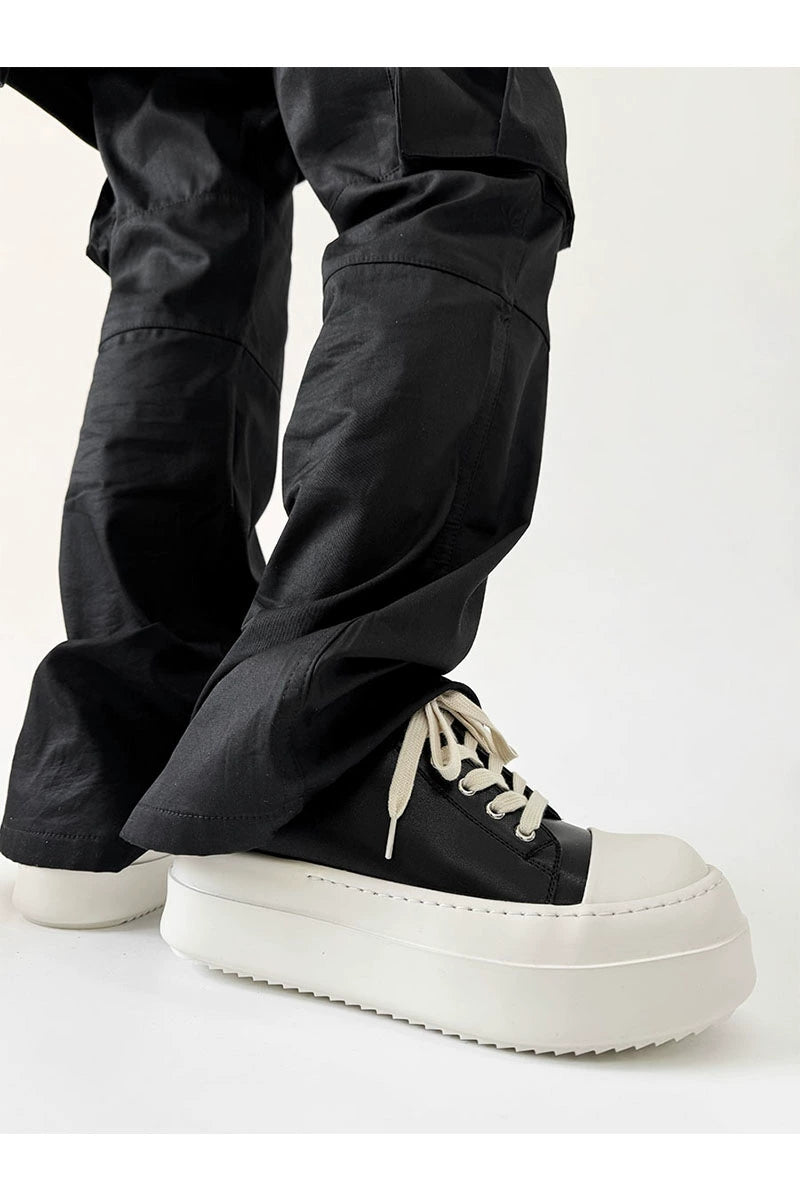 High-Top Black and White Chunky Platform Sneakers