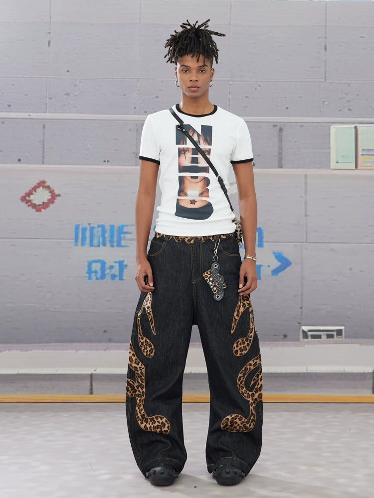 Ringer Tee with Photo Collage Graphic