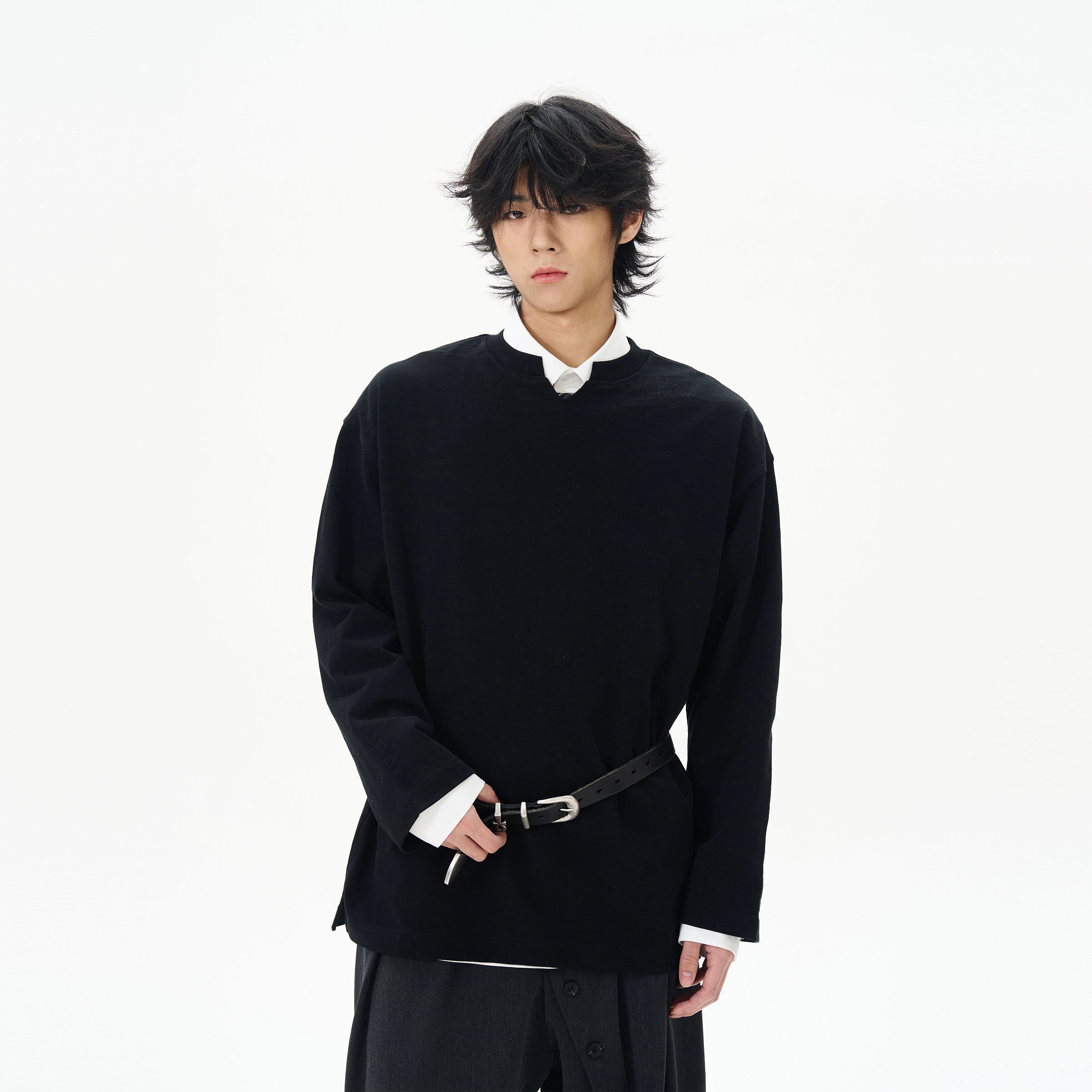 White Split Neck Cotton Shirt