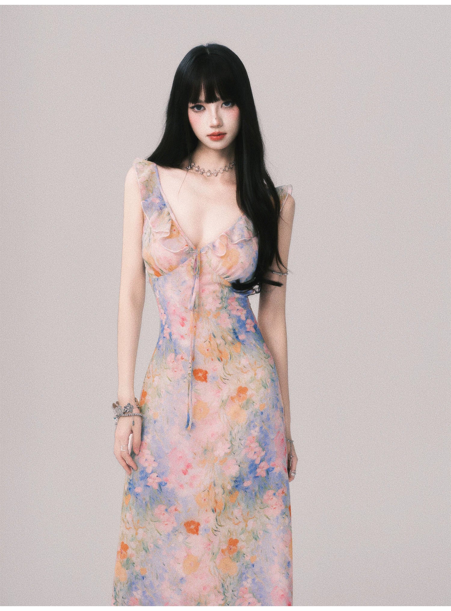 Pastel Petal Reverie Maxi Dress