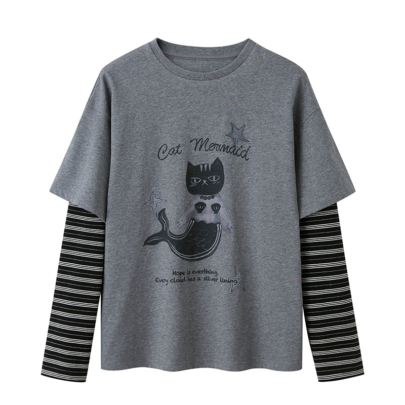Vintage Graphic Print Layered Sweater