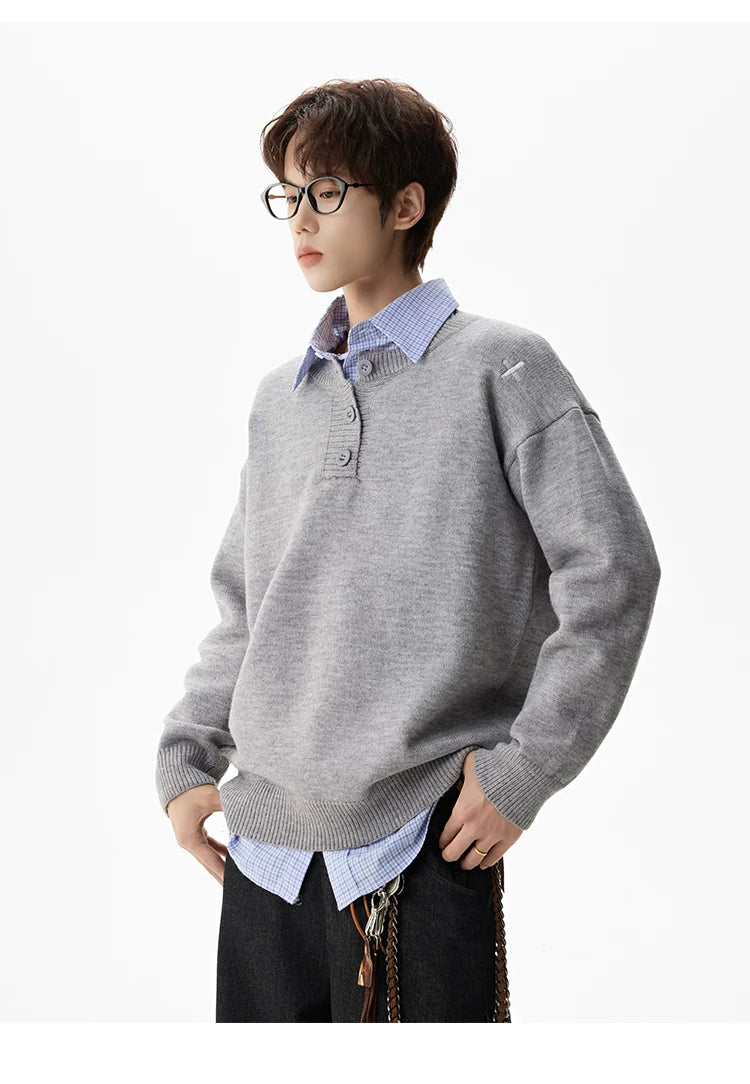 Campus Mist Henley Knit Sweater