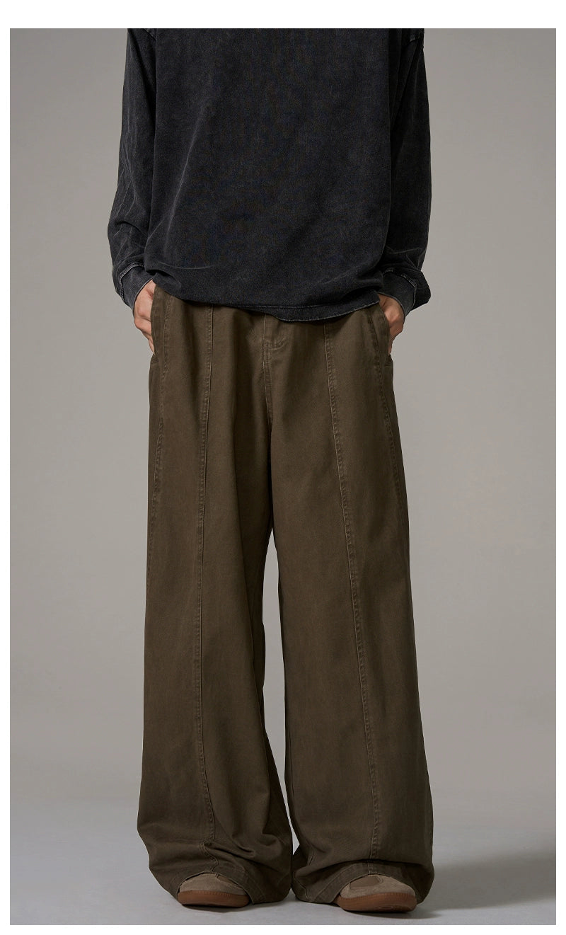 Wide-Leg Brown Wool Trousers