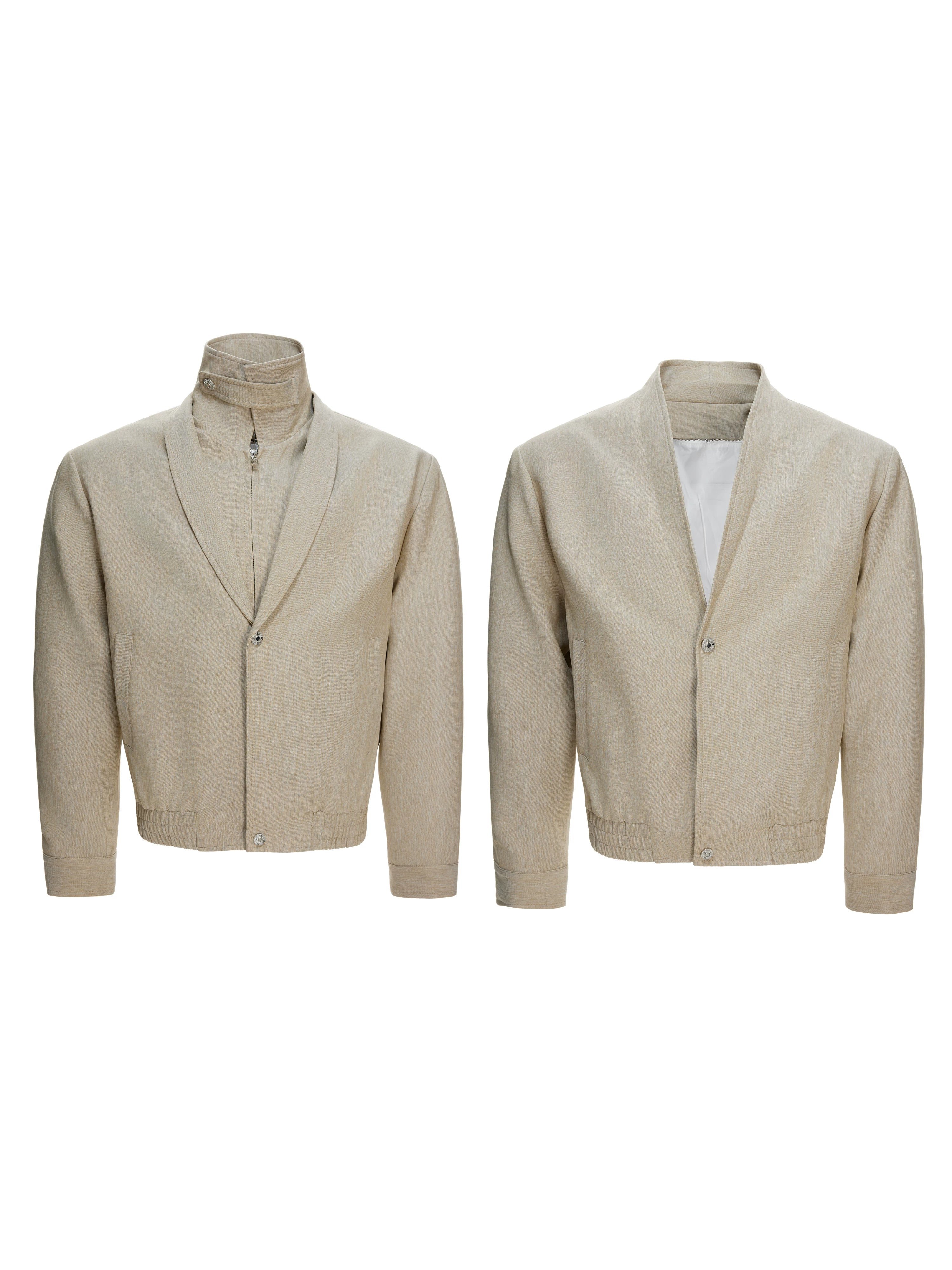 Sand Mirage Layered Highneck Blouson