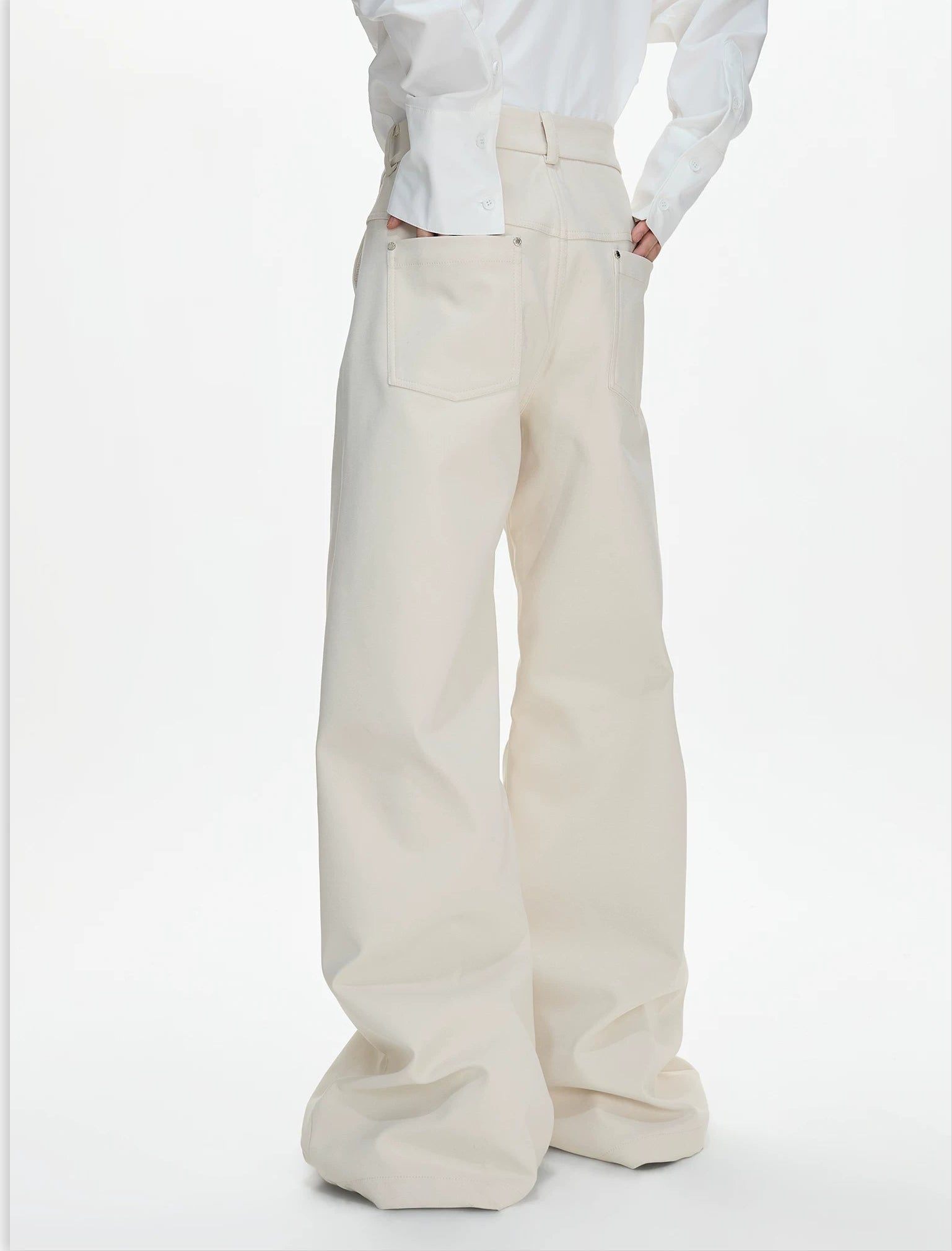 Ivory Spire Paneled Flare Trousers