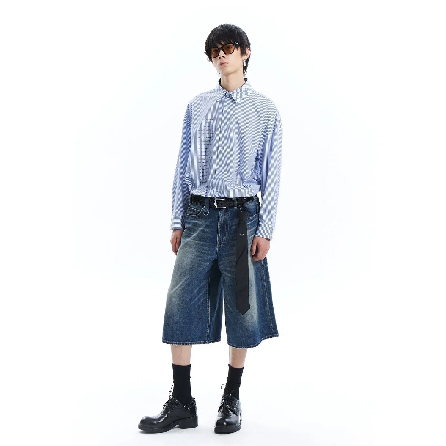 Wide Leg Denim Bermudas - chiclara