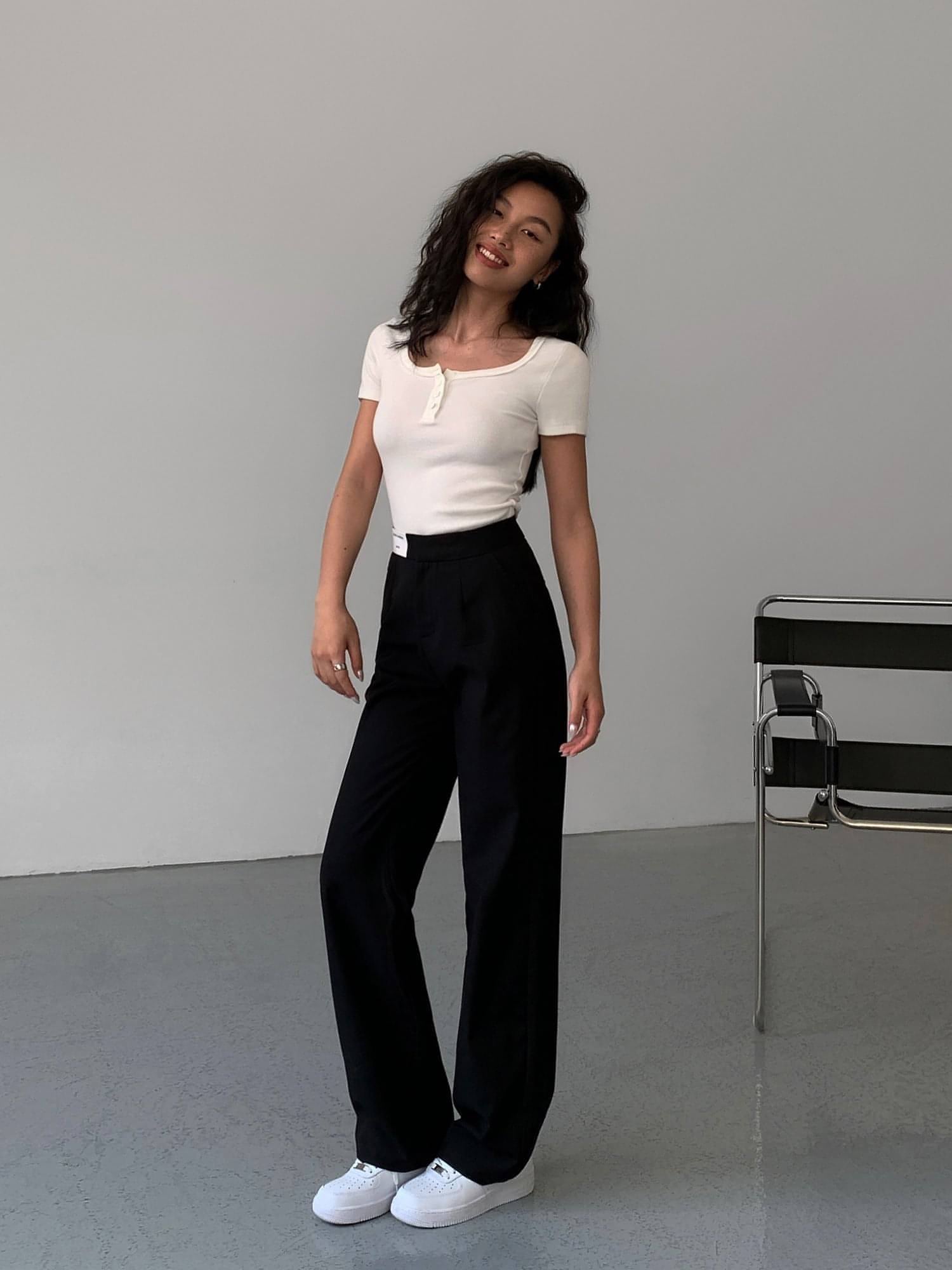 High-Waist Loose Wide-Leg Suit Trousers - chiclara