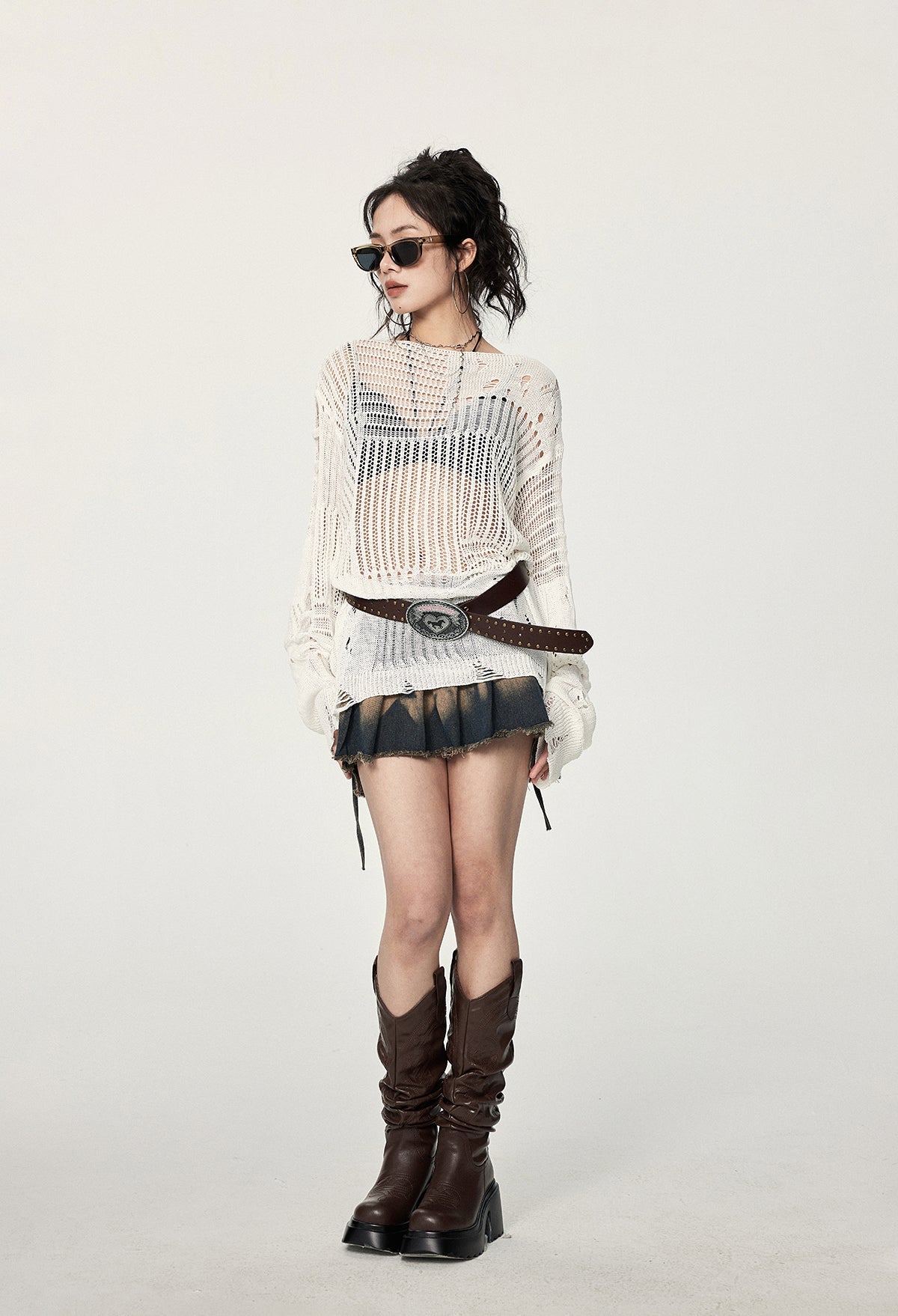 Distressed Crochet Sweater