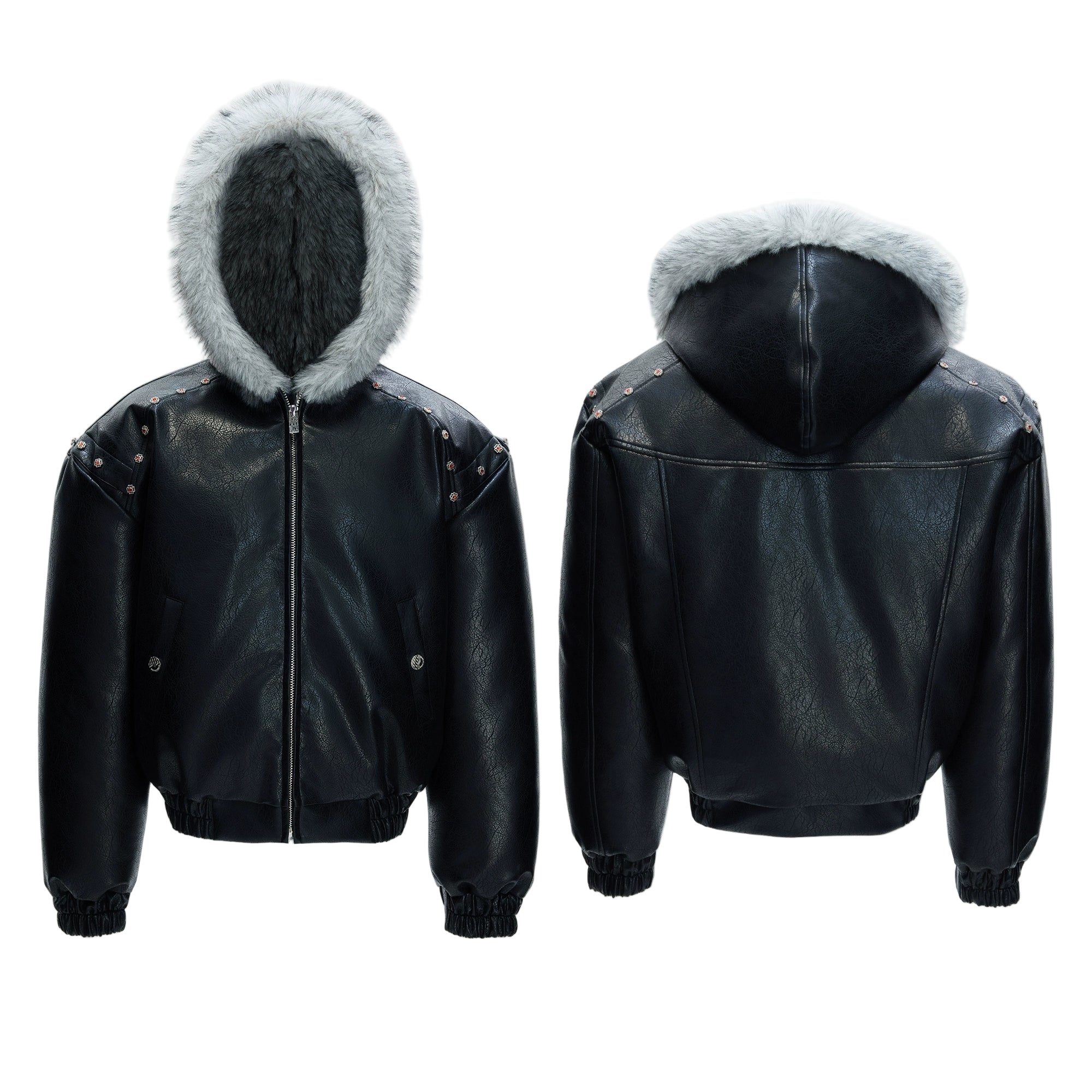Glacier Edge Faux Fur Hooded Leather Bomber