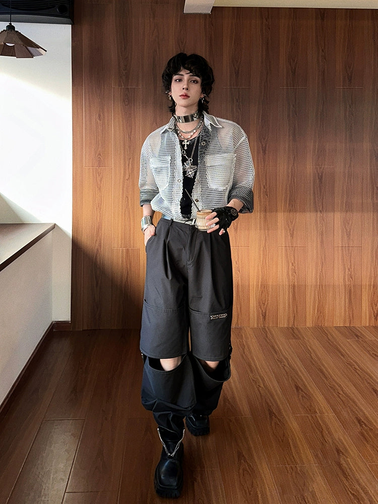Mesh Button-Up Shirt