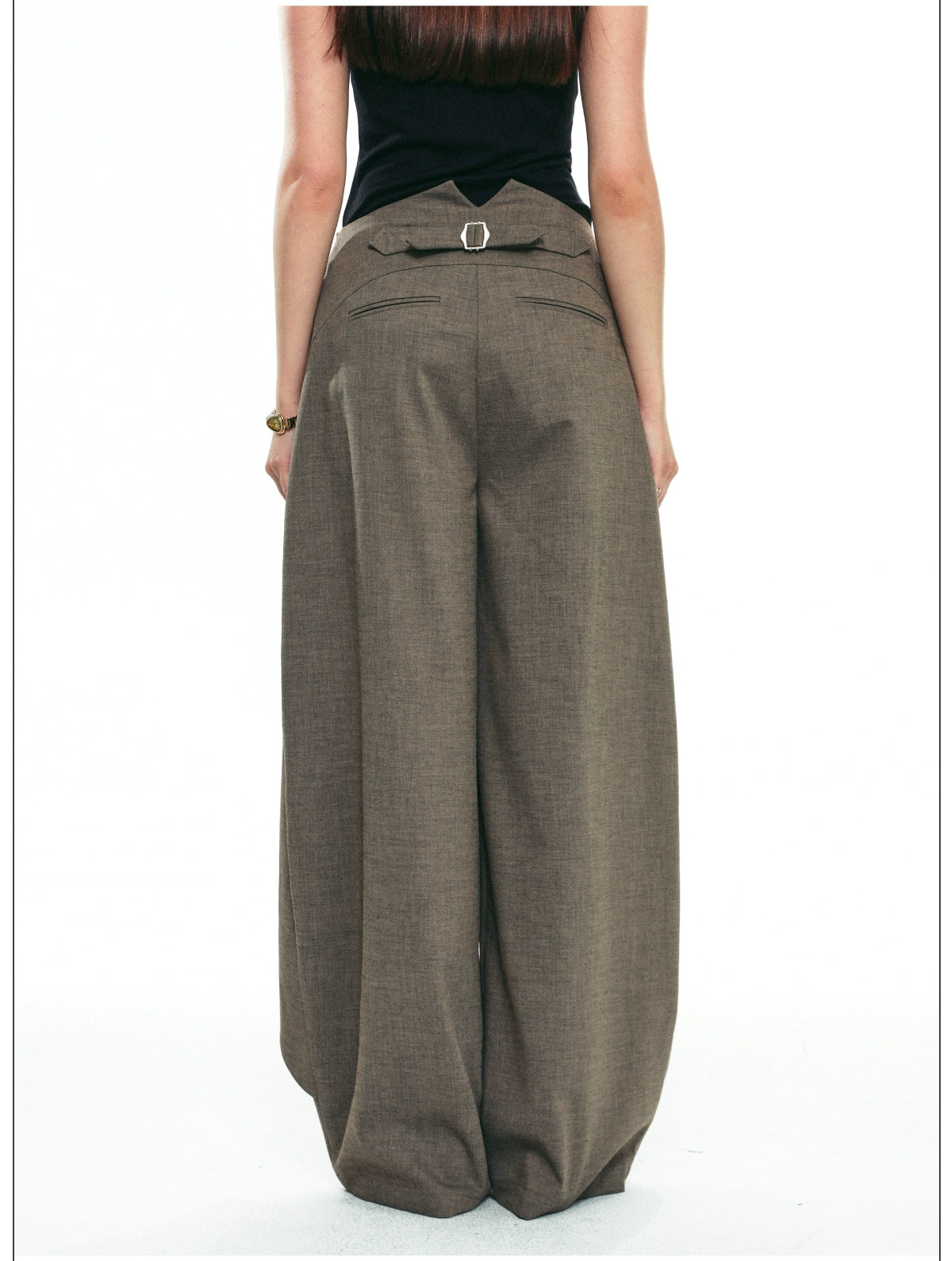 Draped Wrap Wide-Leg Pants