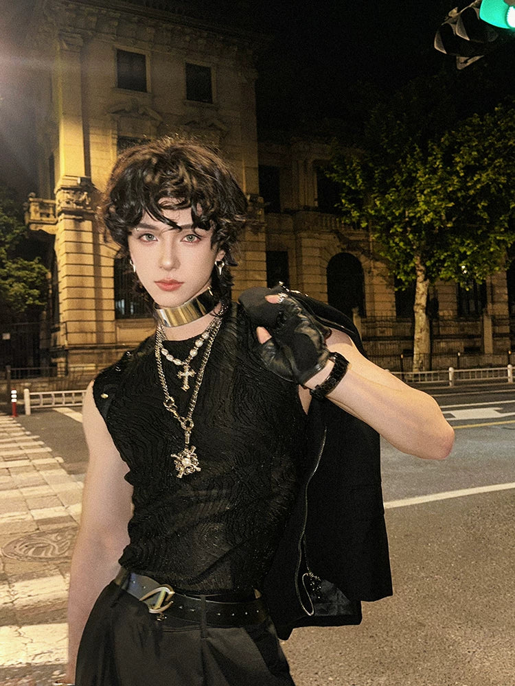 Obsidian Halo Plate Choker & Reliquary Chain