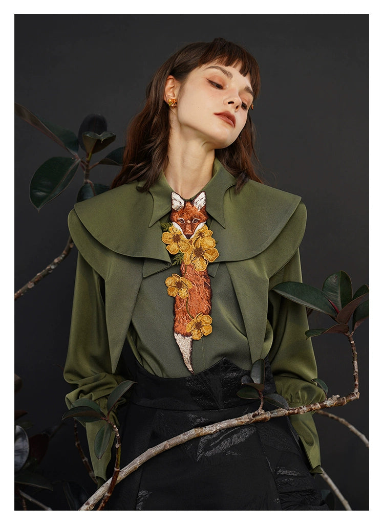 Foxy Flora Embroidered Necktie - chiclara