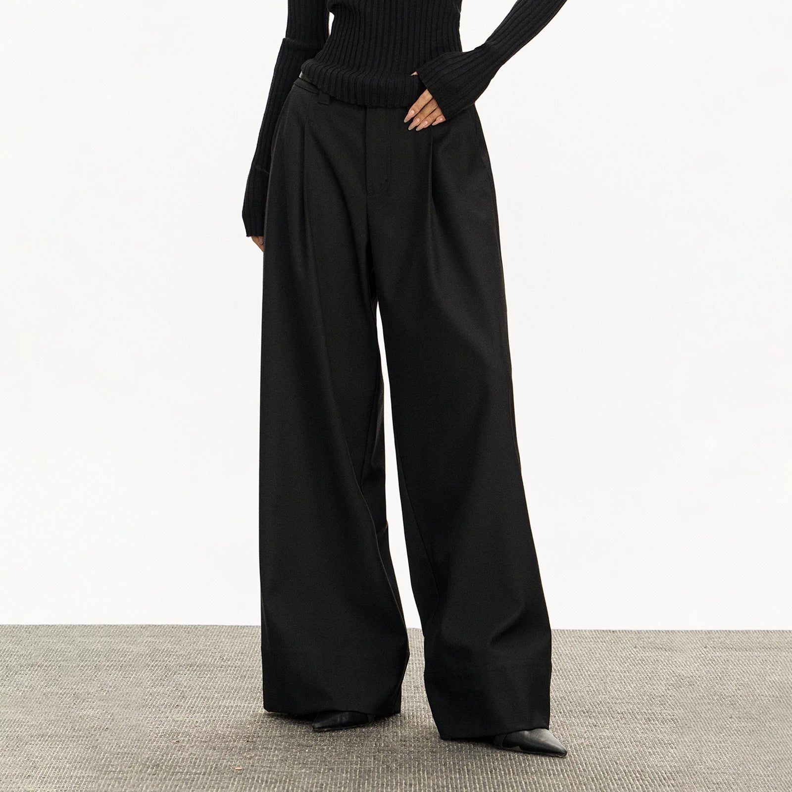 Retro Loose Wide-leg Tailored Trousers