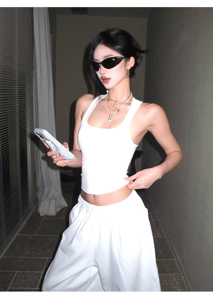 White Cotton Wide Leg Pants