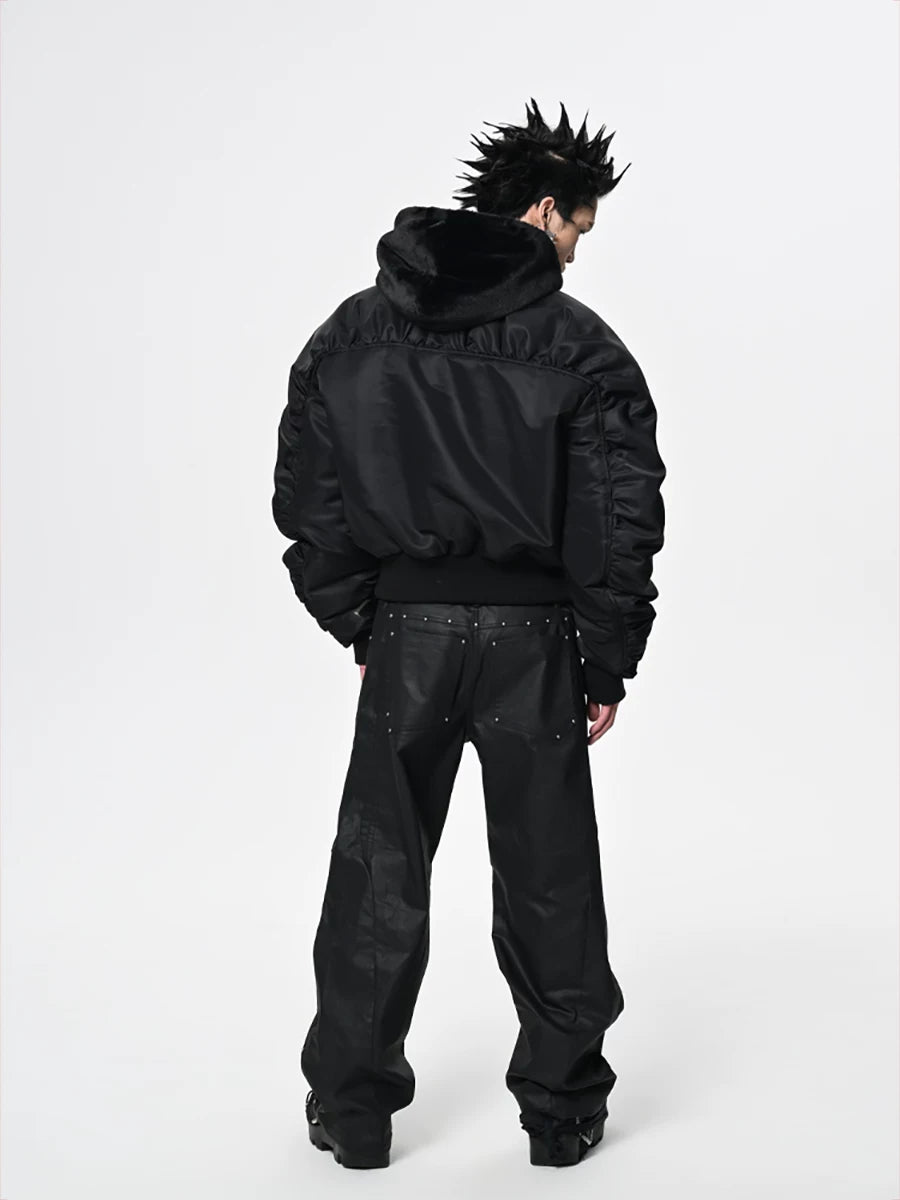 Obsidian Cocoon Hooded Bomber Jacket