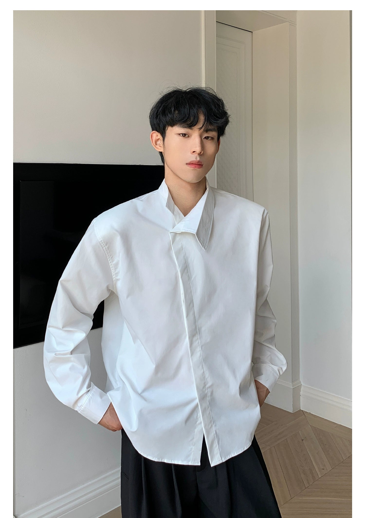Asymmetric Collar Dress Shirt