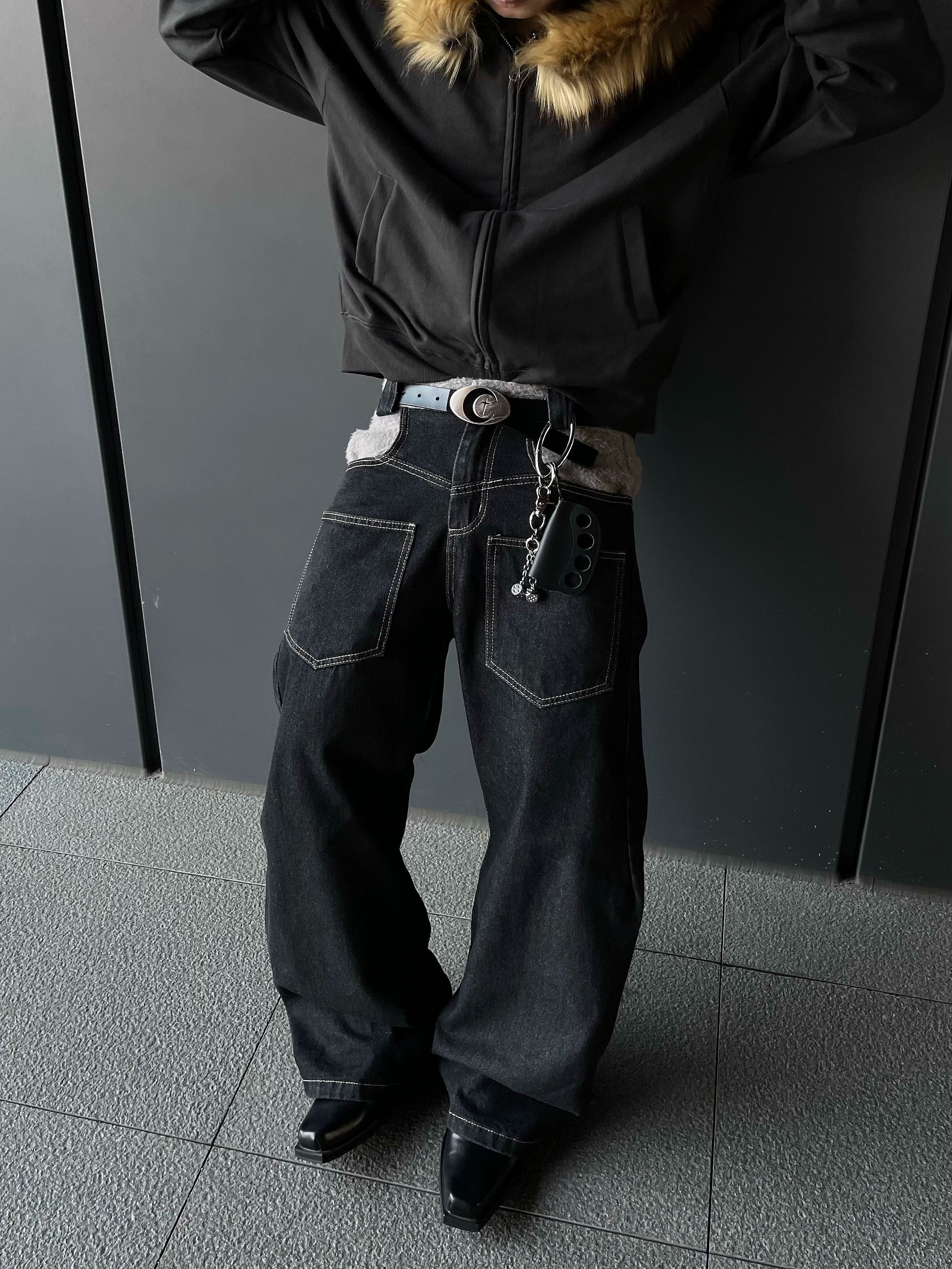 Shadow Stitch Wide Leg Jeans