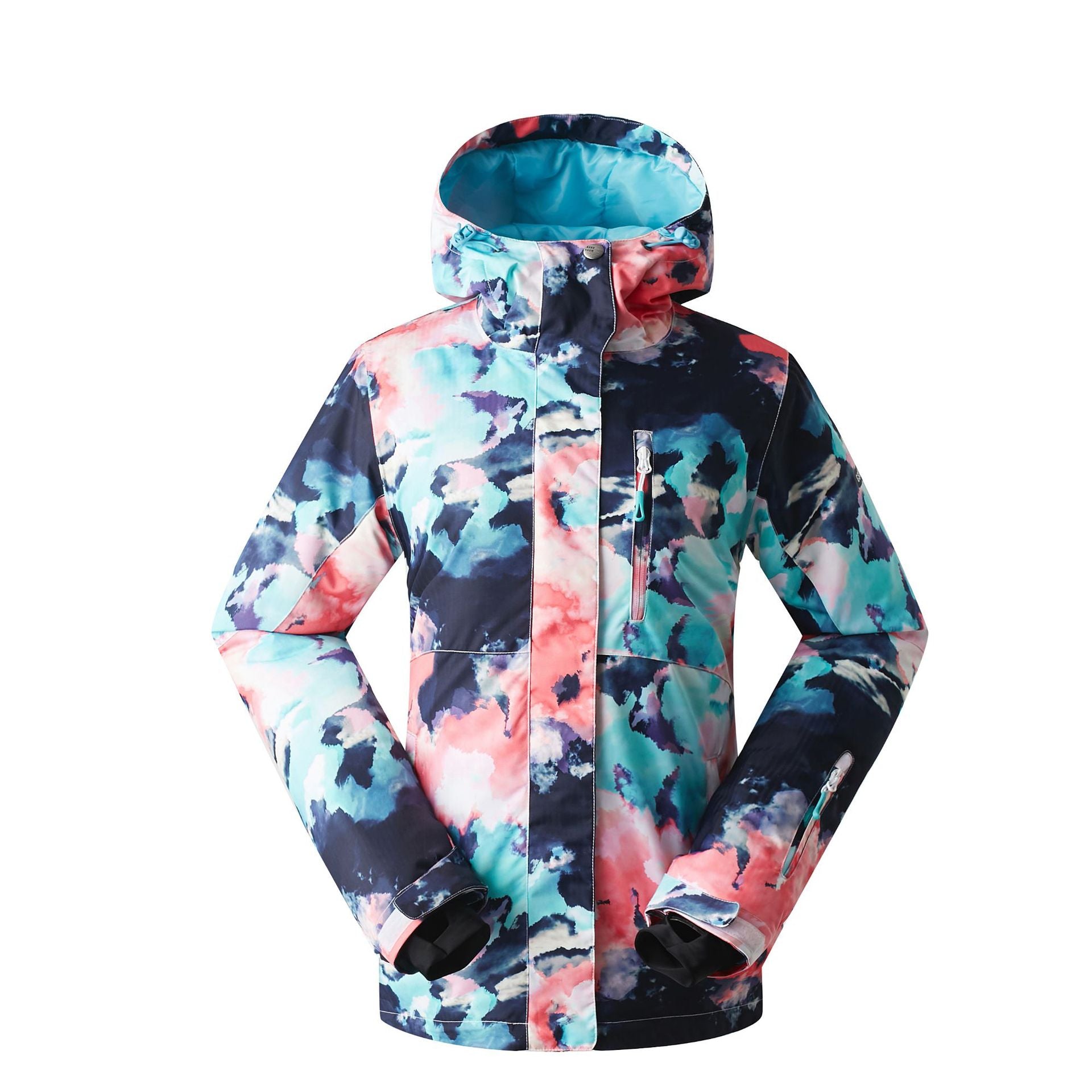 Colorful Tie-Dye Hooded Ski Jacket