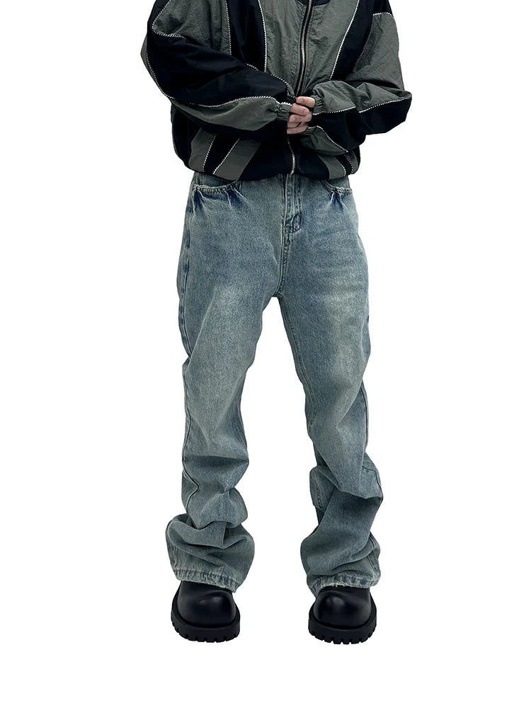 Stone Wash Stacked Baggy Jeans