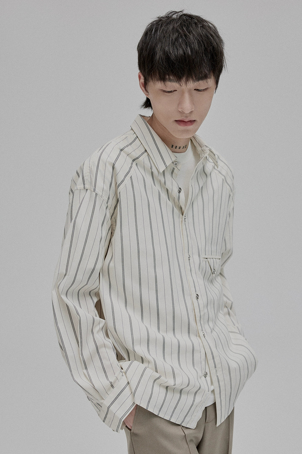 Camisa de gran tamaño de rayas azules/blancas