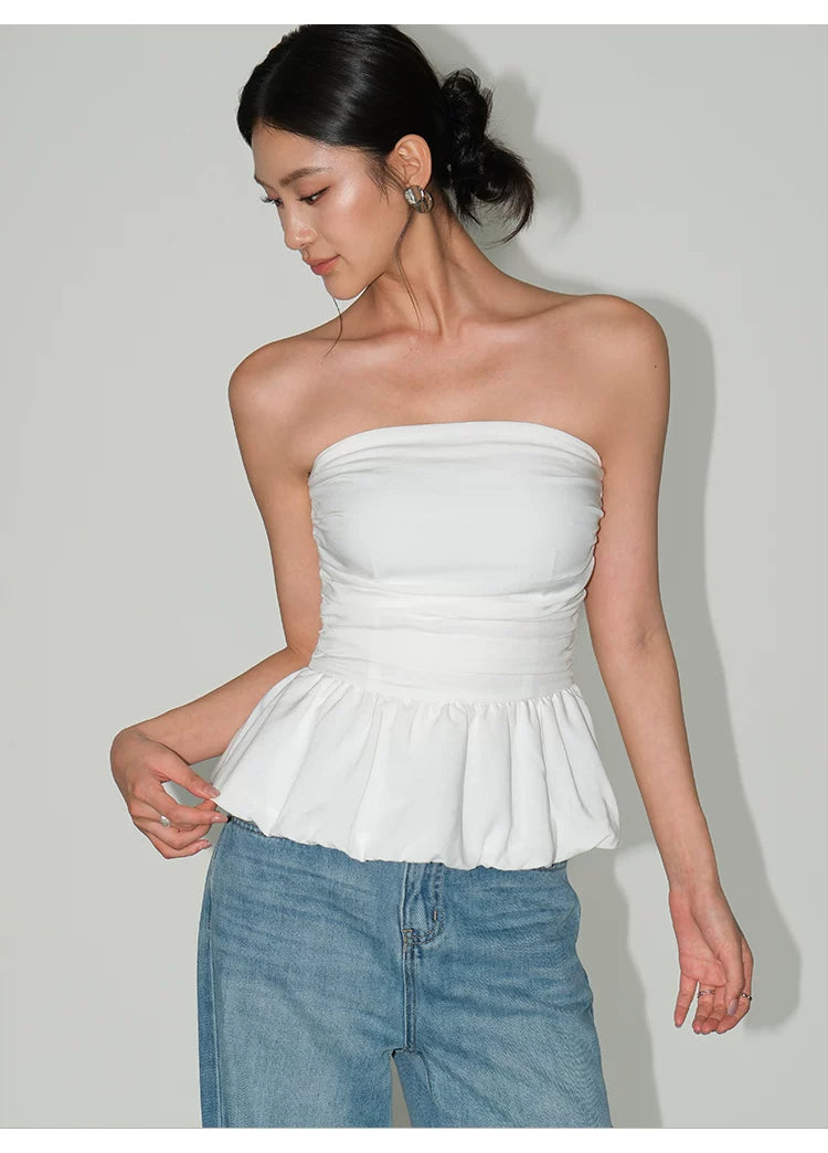 Whisper Peplum Ruched Bandeau Top