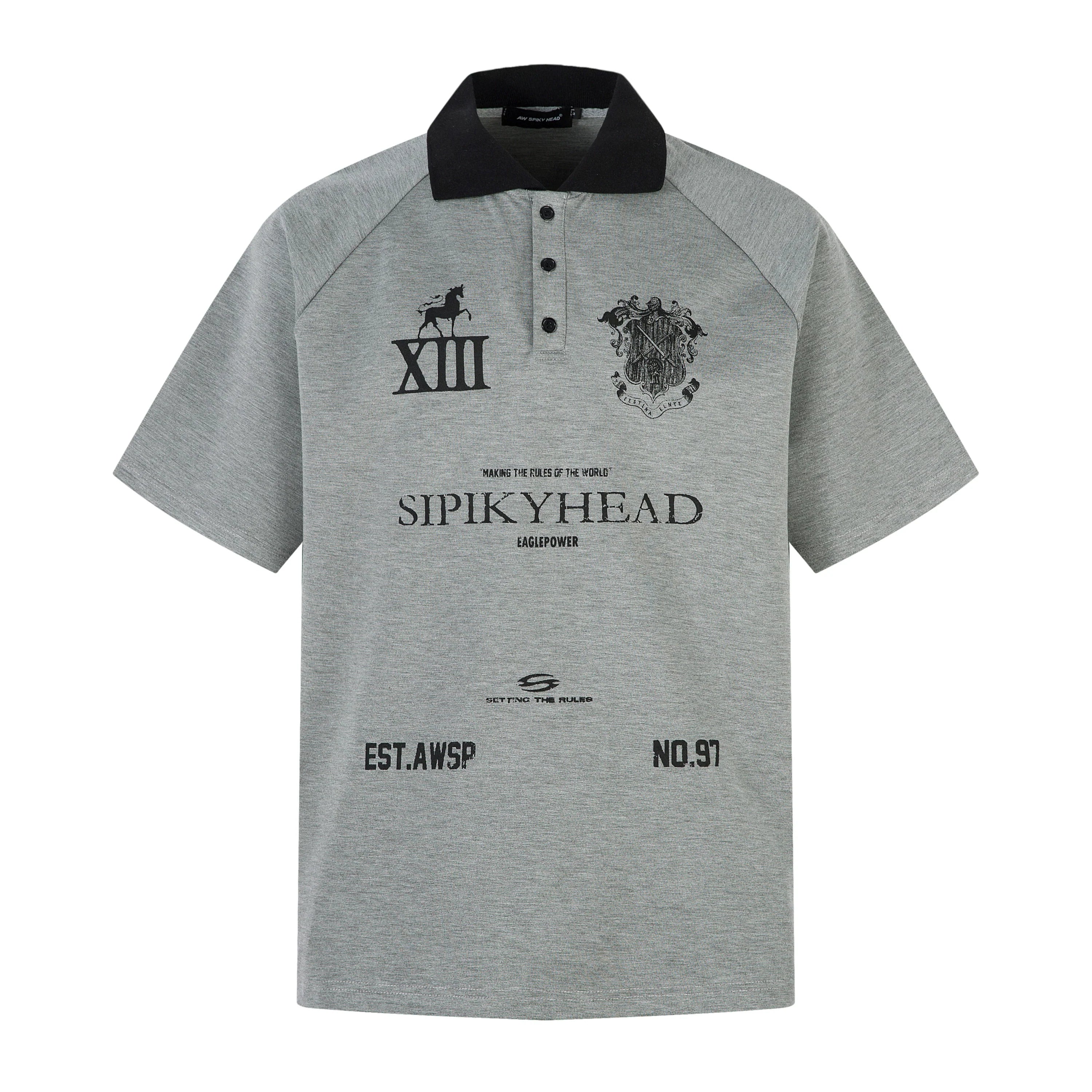 Men's Badge-Print Washed Polo Short-Sleeve Tee