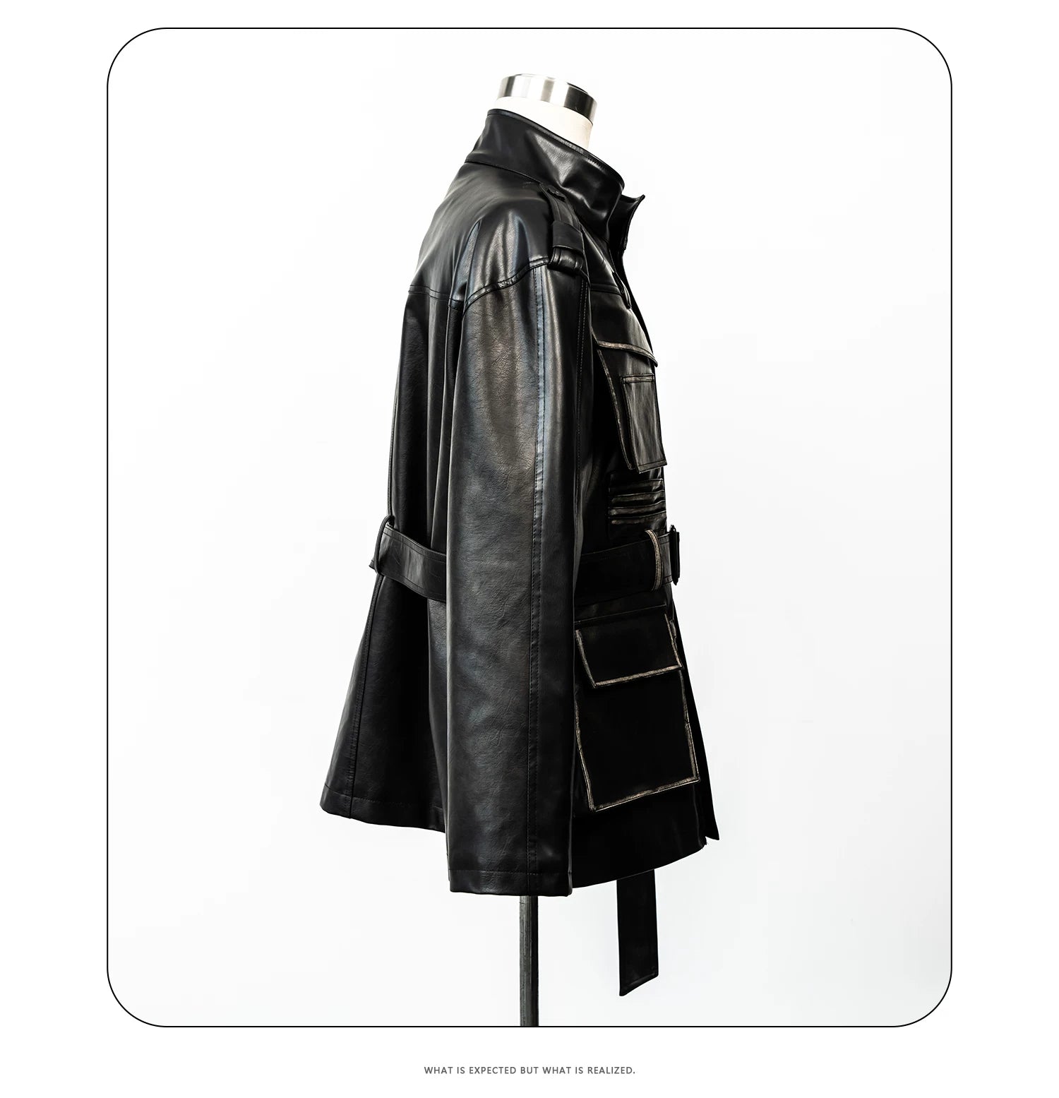 Obsidian Circuit Multi-Pocket Belted Leather Jacket
