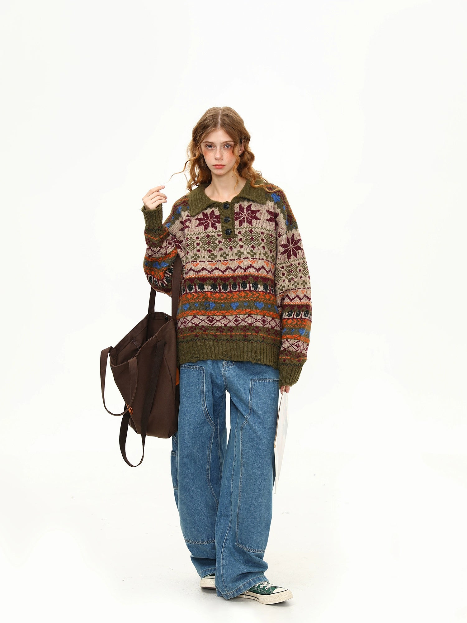 Forest Carol Henley Fair Isle Sweater