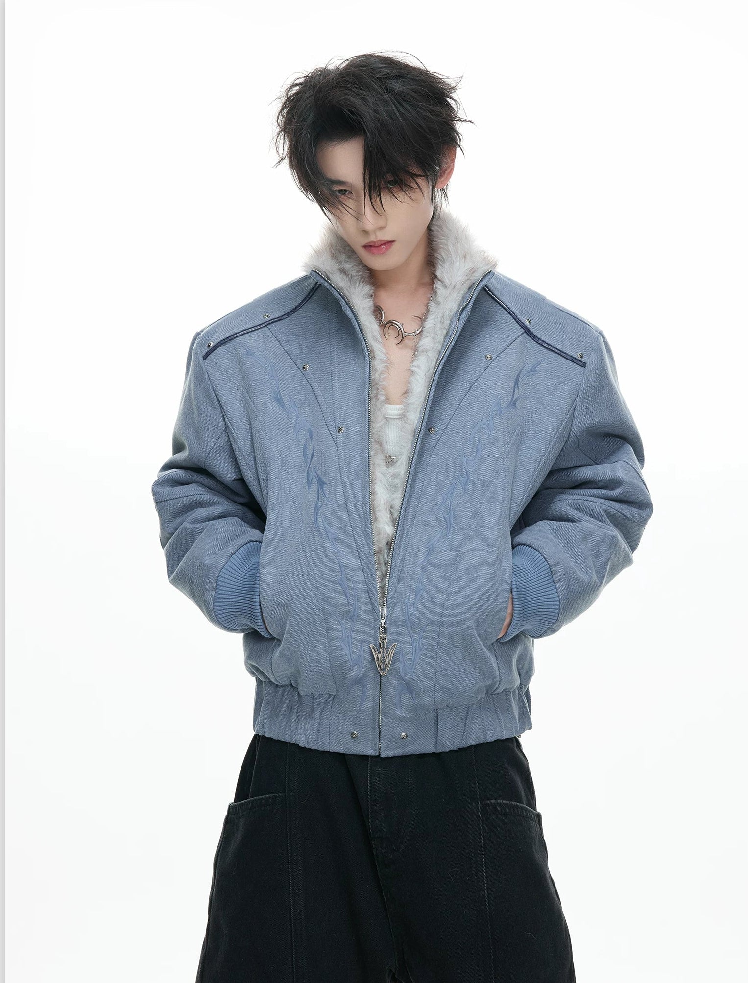 Frostline Crest Faux-Fur Bomber